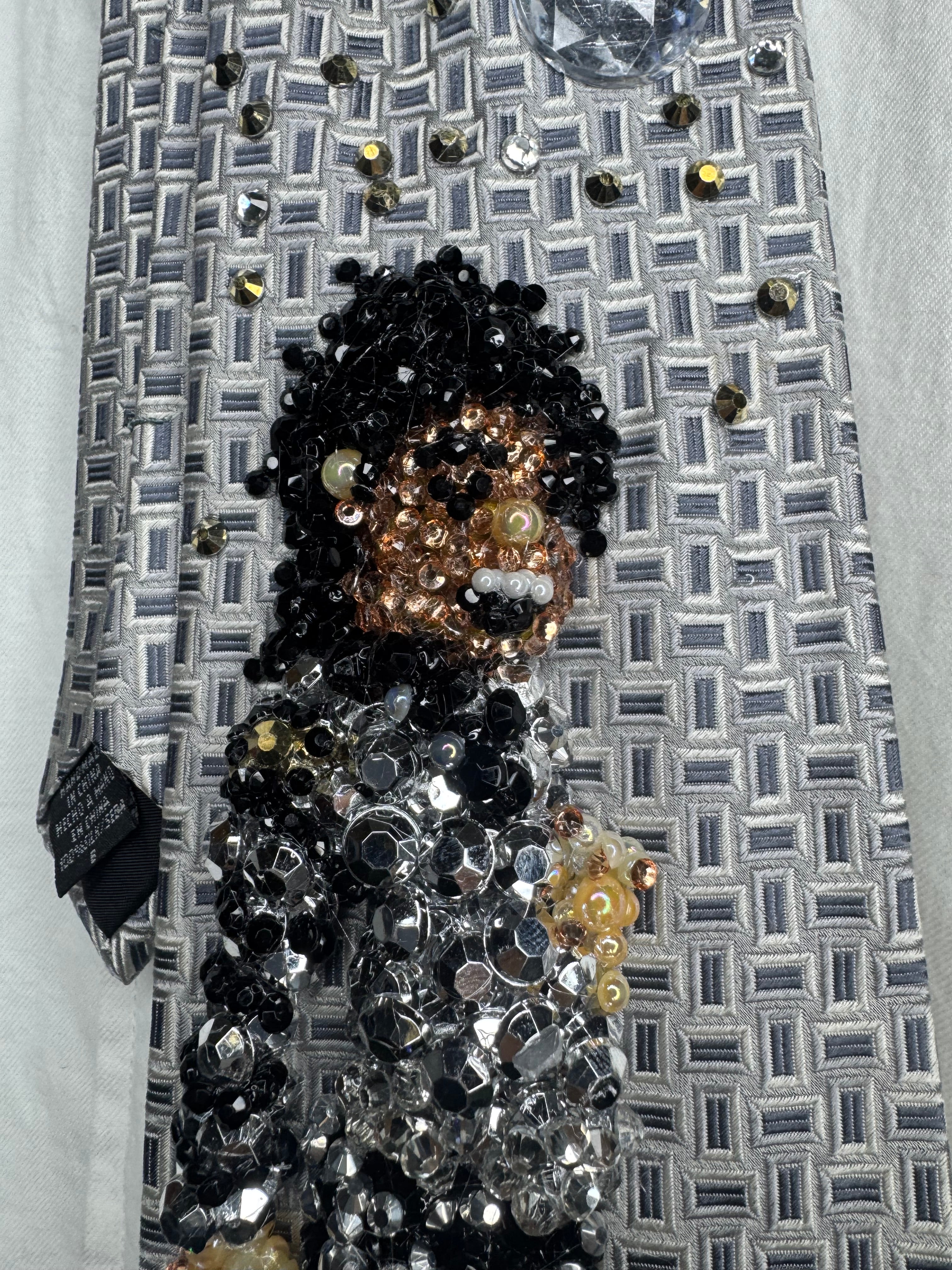 Grey Michael Jackson Hitting Rattle Snake Move Wembly Concert Bad Tour 1988 Tie