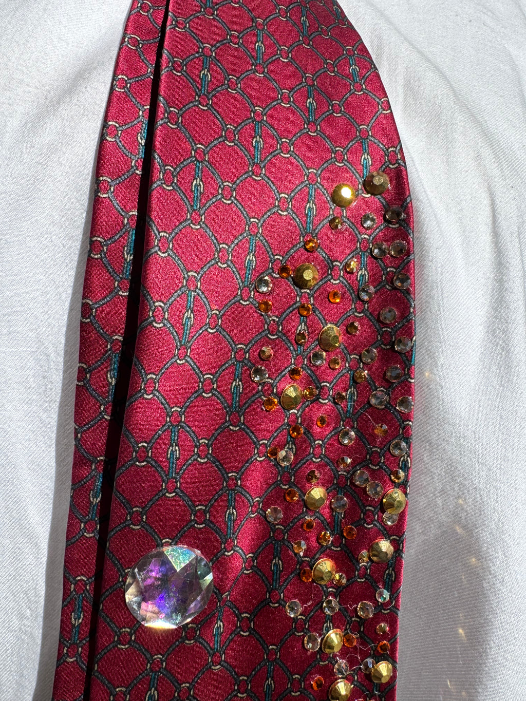 Red Silk Legendary Icy Samurai Dragon Royalty Tie