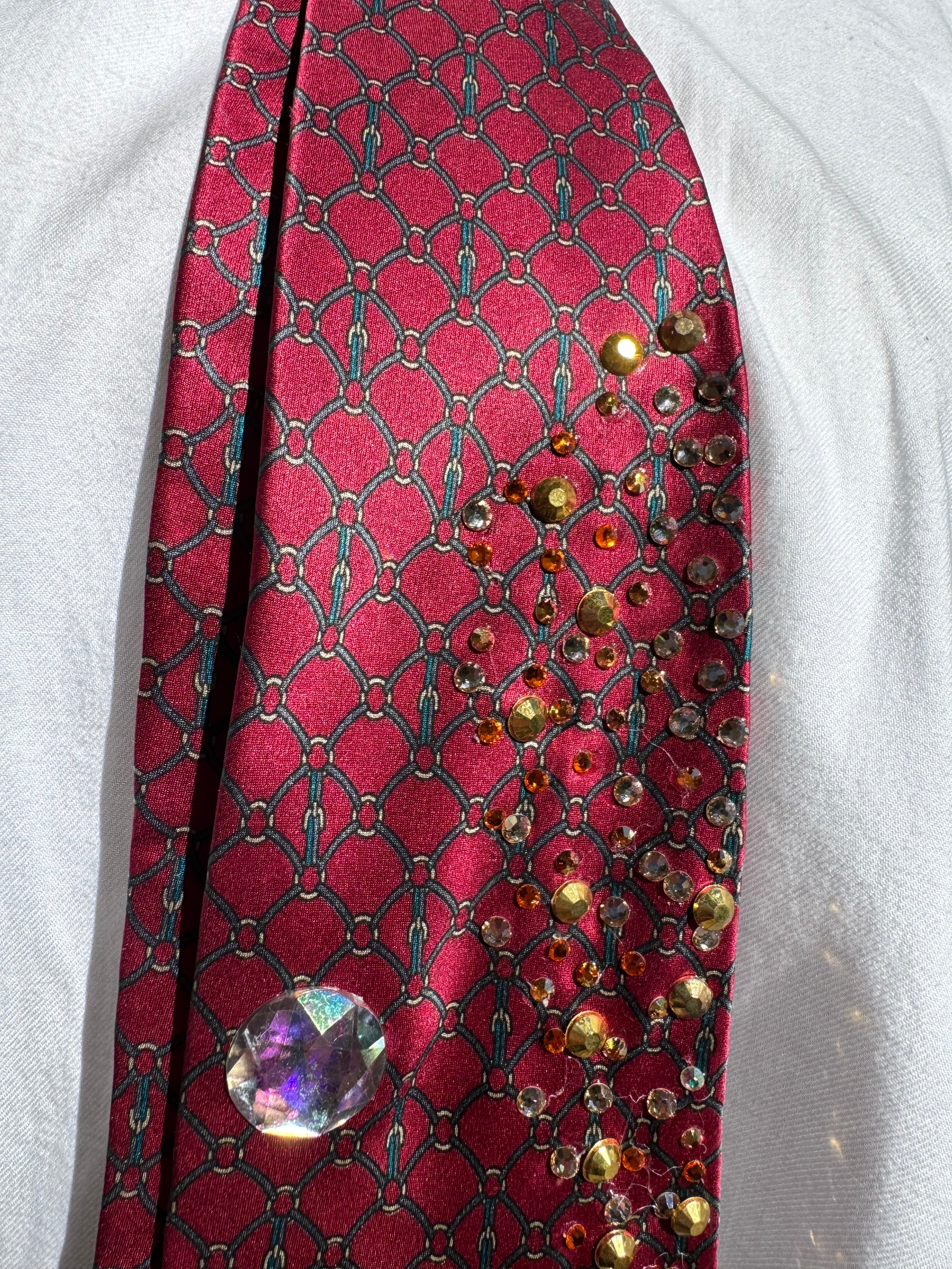 Red Silk Legendary Icy Samurai Dragon Royalty Tie