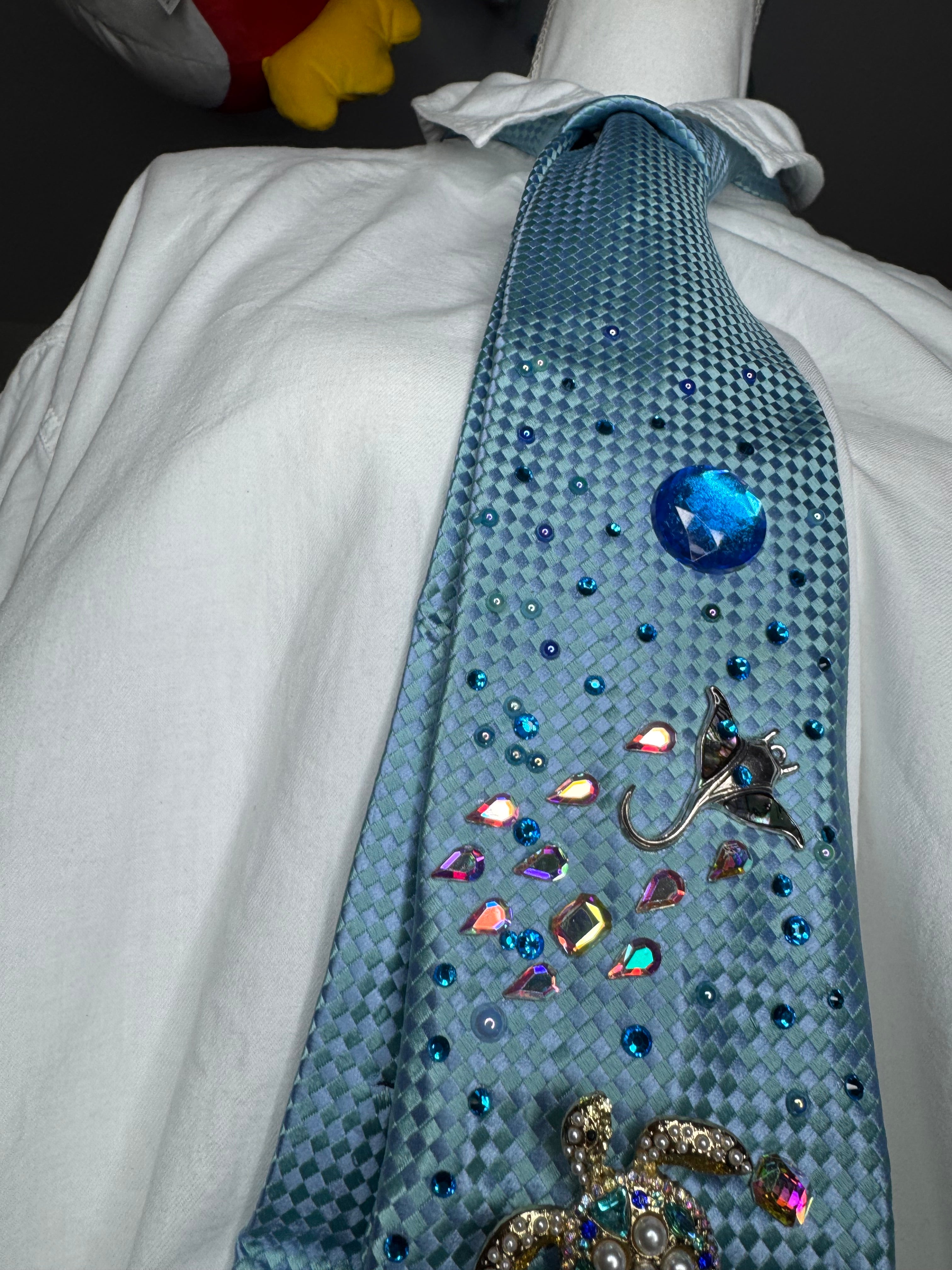 Light Blue Anchored Ocean Floor Aqautic Royalty Tie