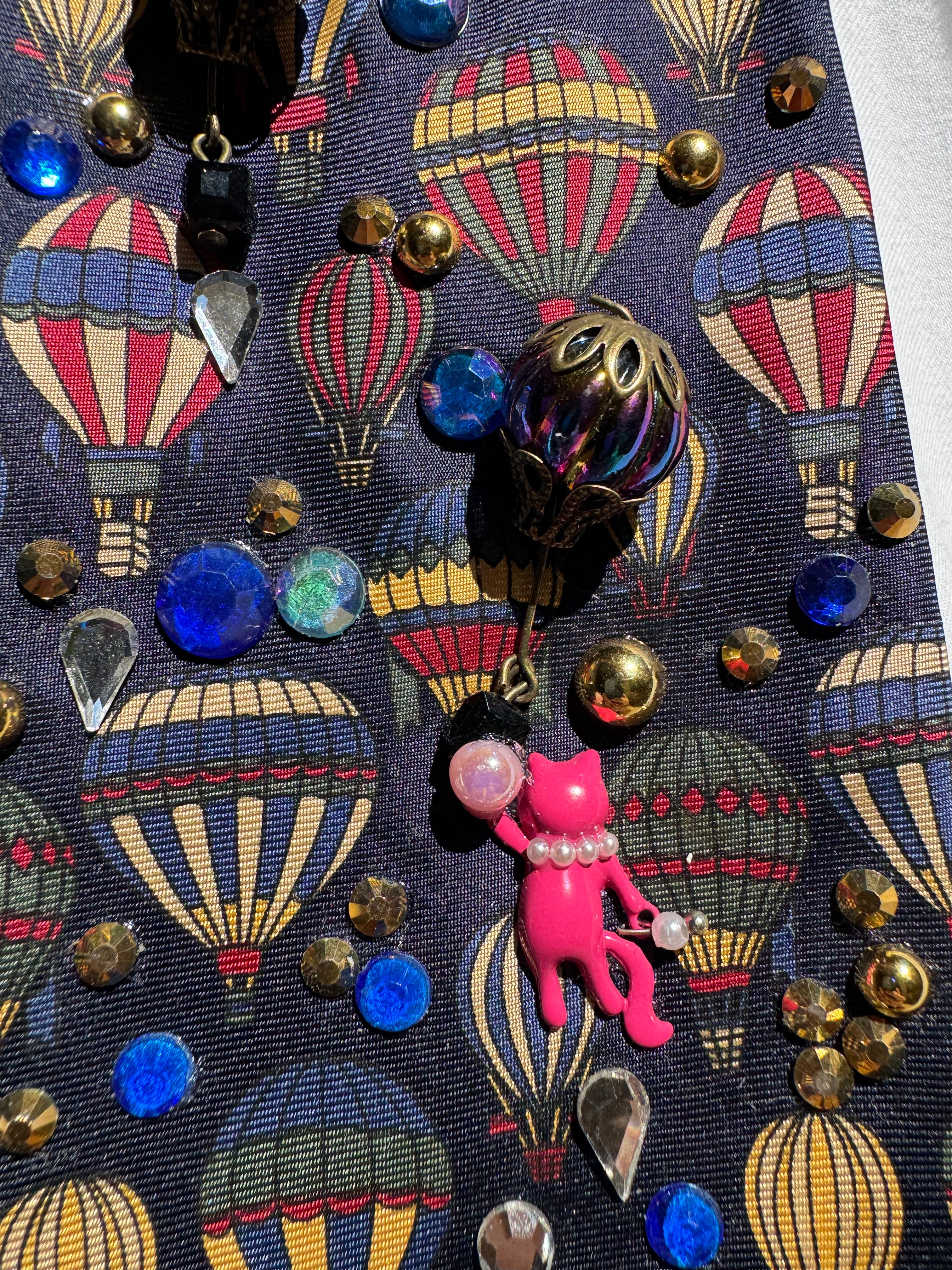 Navy Blue Hot Air Balloons Nautical Royalty Tie