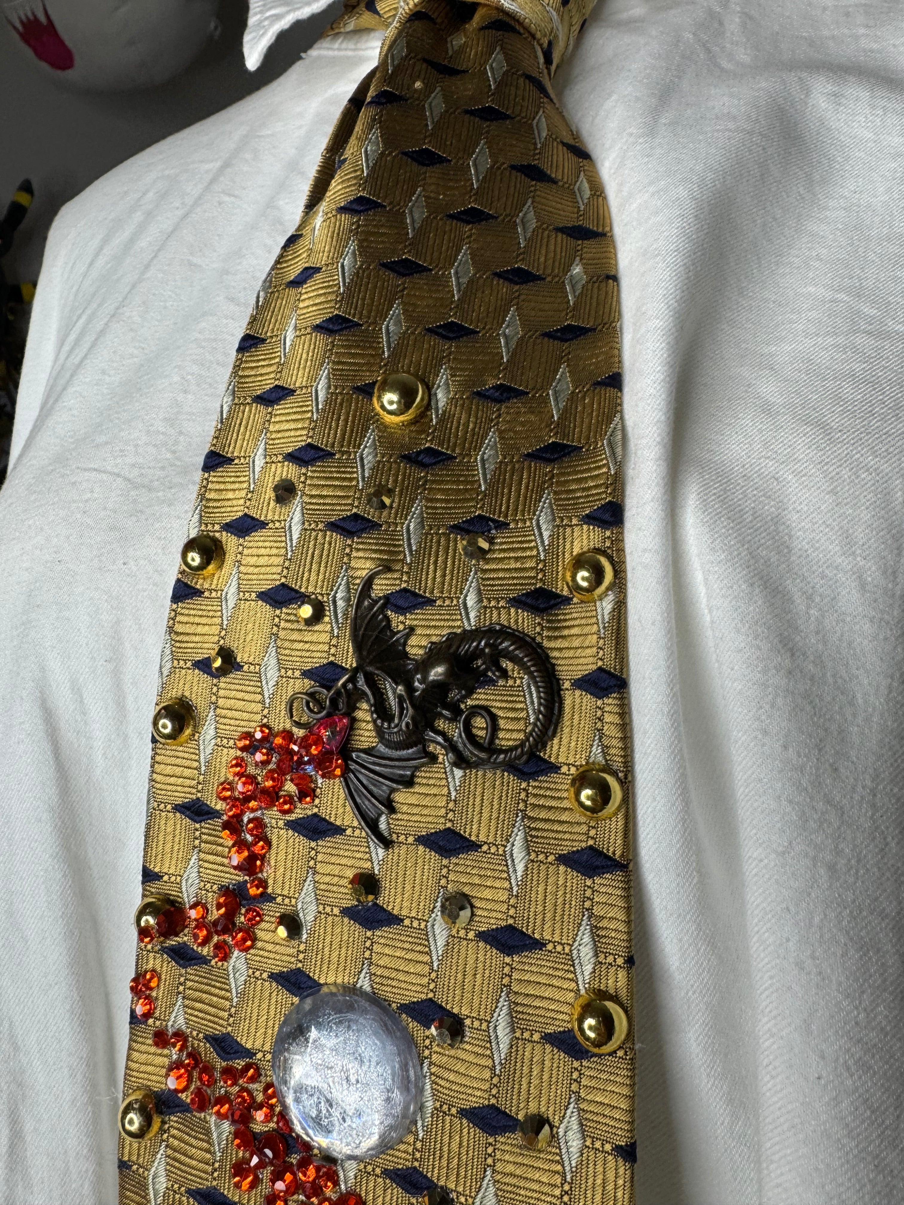 Gold Midnight Dragons and Hidden Treasure Royalty Tie