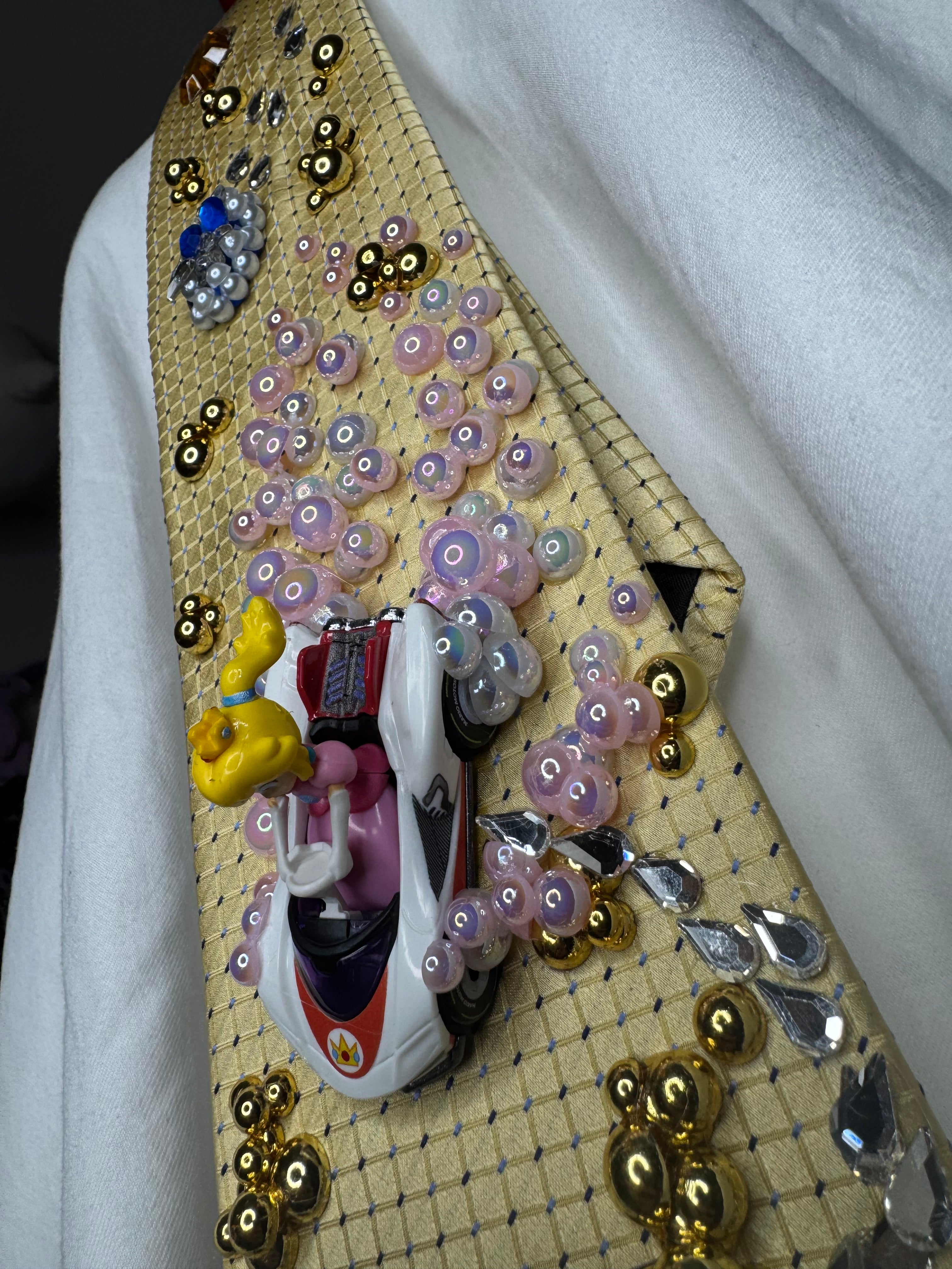 Yellow Princess Peach Dodging Blue Shell 200cc Mario Kart Tie