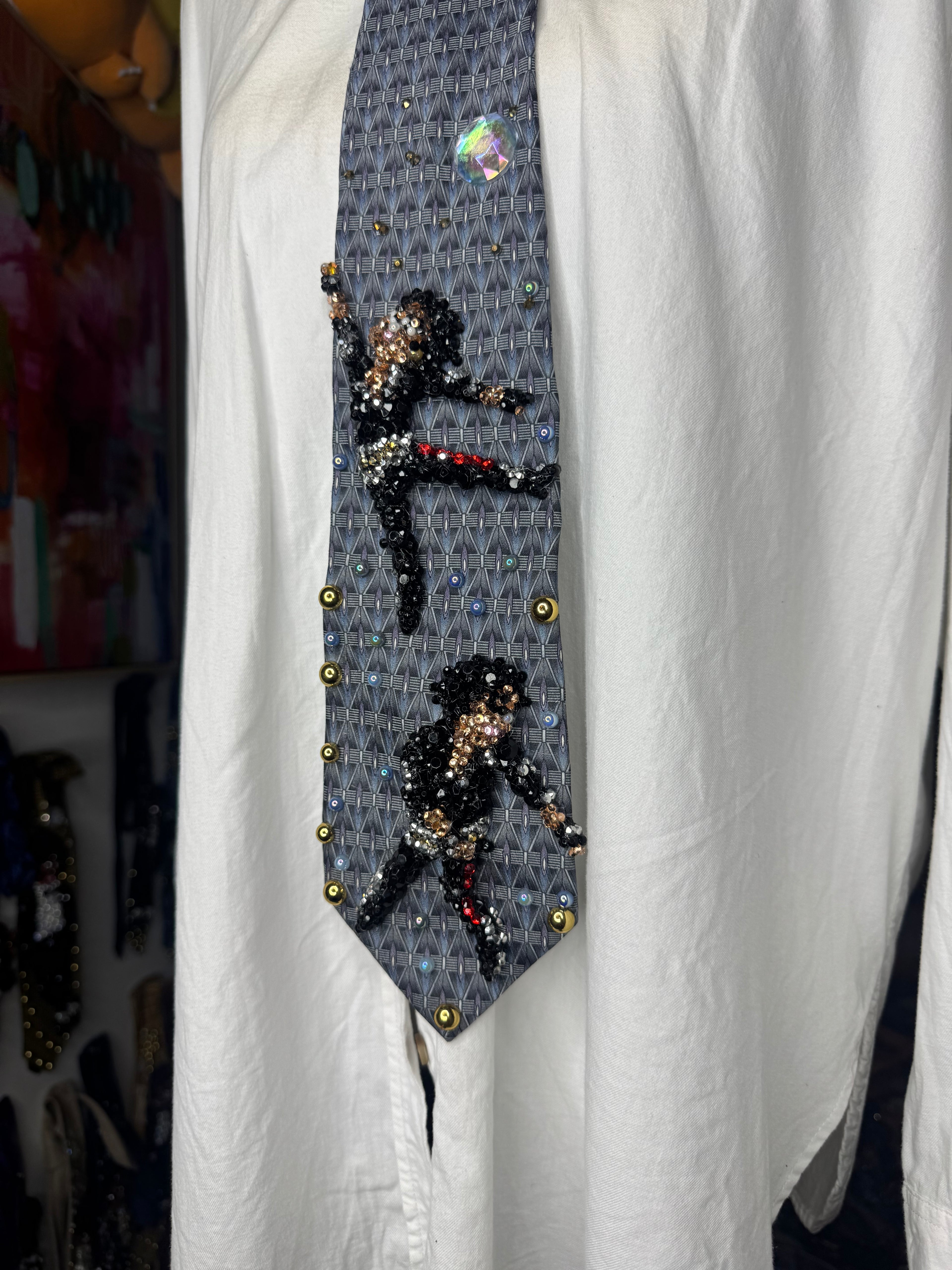 Cyan Blue Michael Jackson Star Jump Double Dance Scene From Bad Short Film Tie