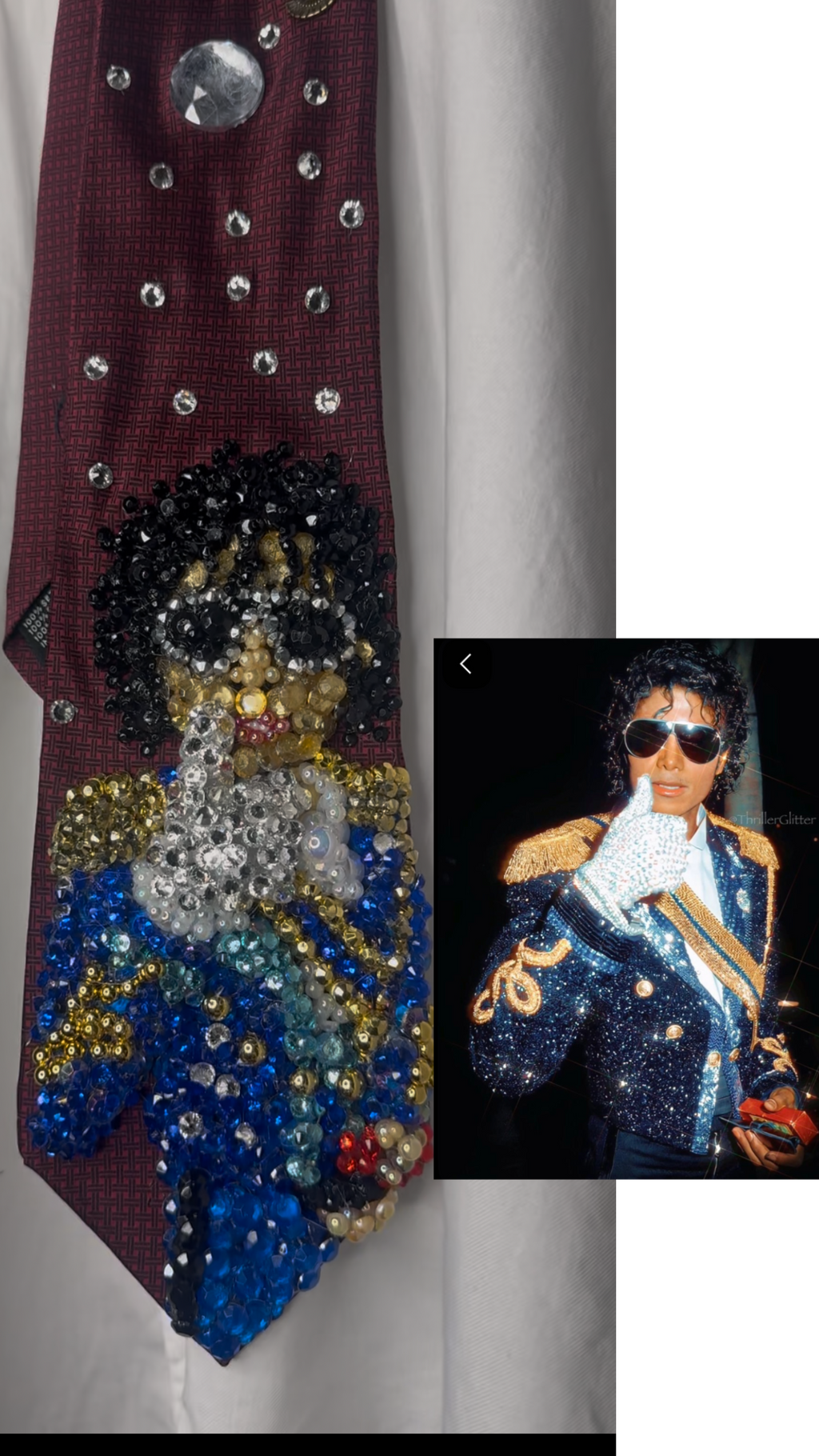 Red Michael Jackson White Glove Thumbs Up at the Grammys Award Night 1984 Tie