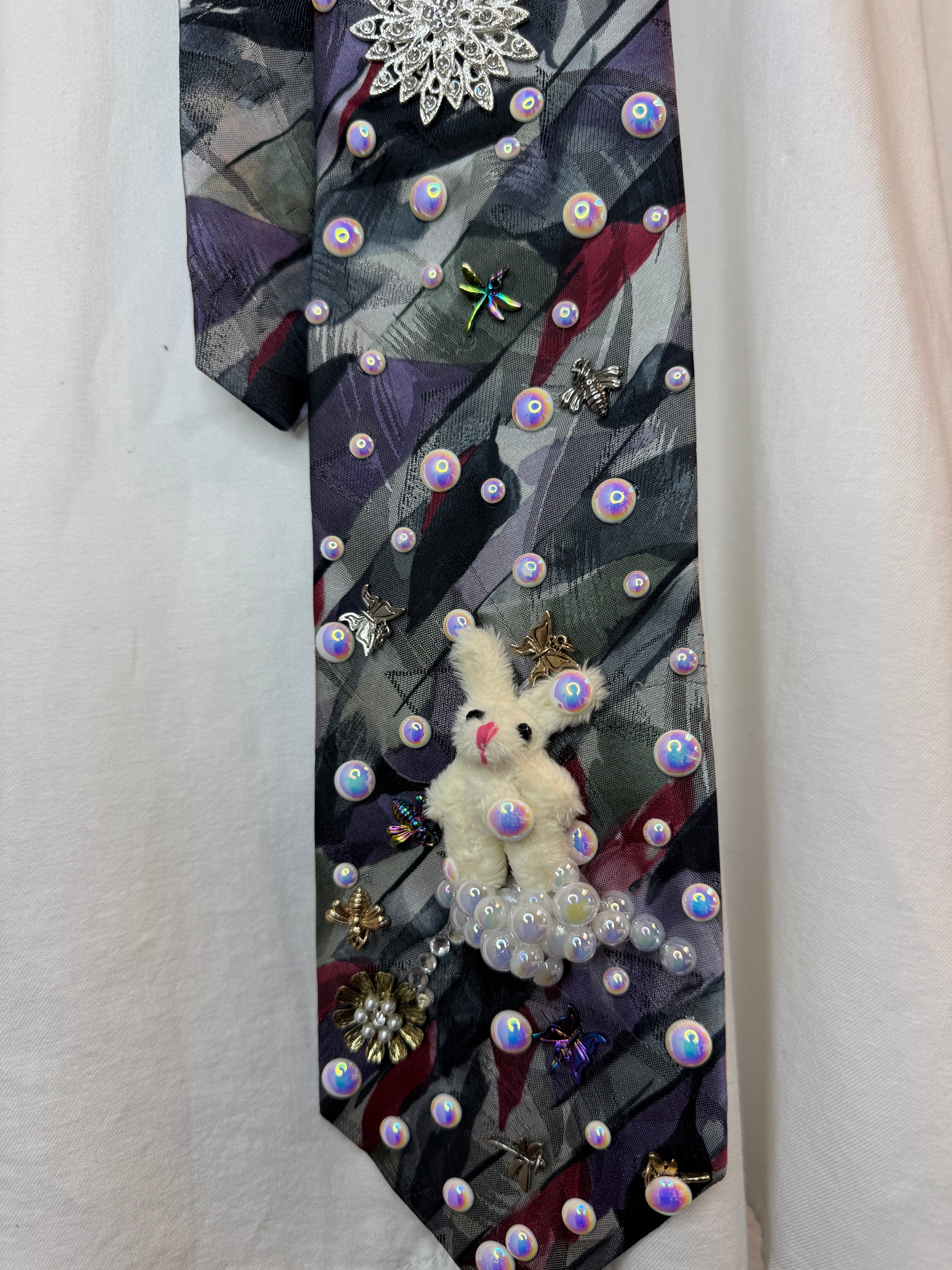 Grey and Purple Winter Snow Bunny Nature Royalty Christmas Tie