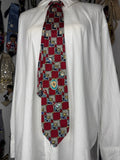 Red Checkered Tropical Treasure Box Ocean Floor Royalty Tie
