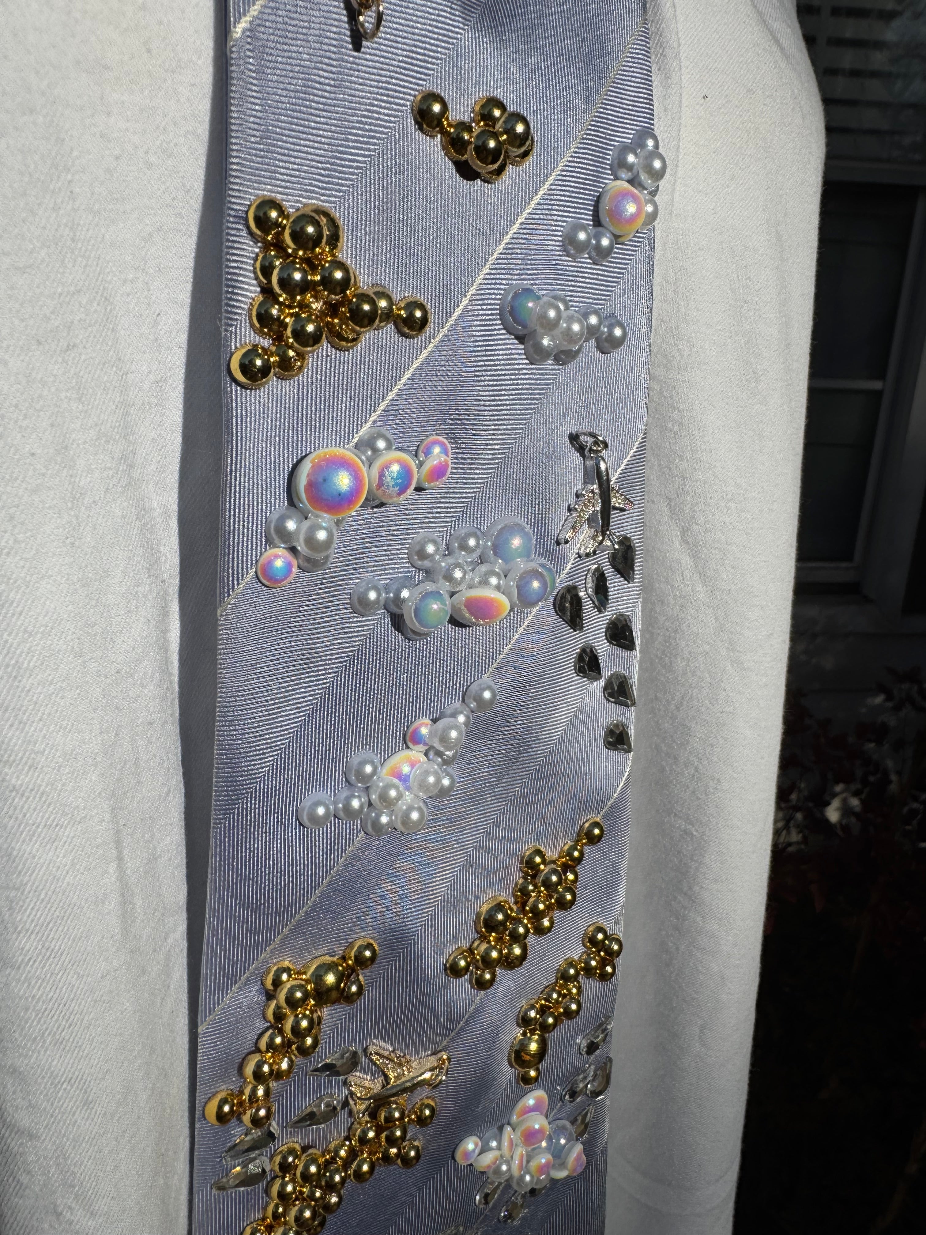 Light Blue Gold/White Clouds and Airplanes Pilot Tie