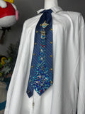 Navy Blue Tropical Treasure Box Spilling Ocean Royalty Tie