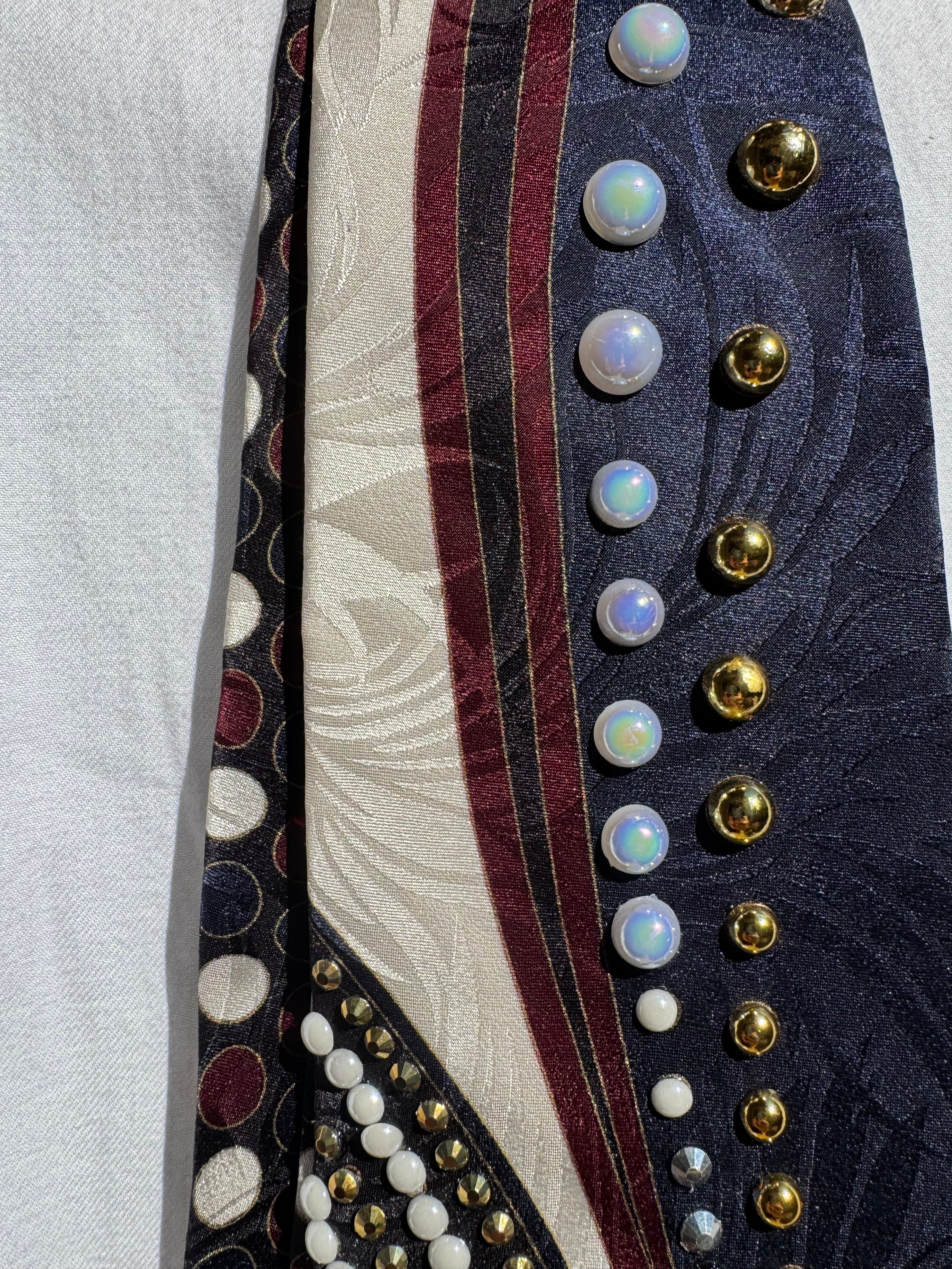 Navy Blue and Burgundy Infinity Road Bowling Tie