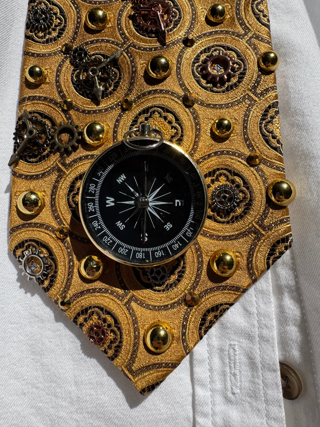 Gold Gears and Compass Exploration Royalty Tie
