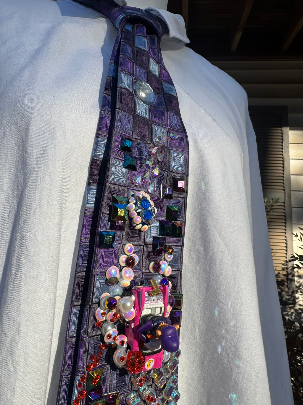 Purple Waluigi Dodging Blue Shell on Tetris Road 200cc Mario Kart Tie