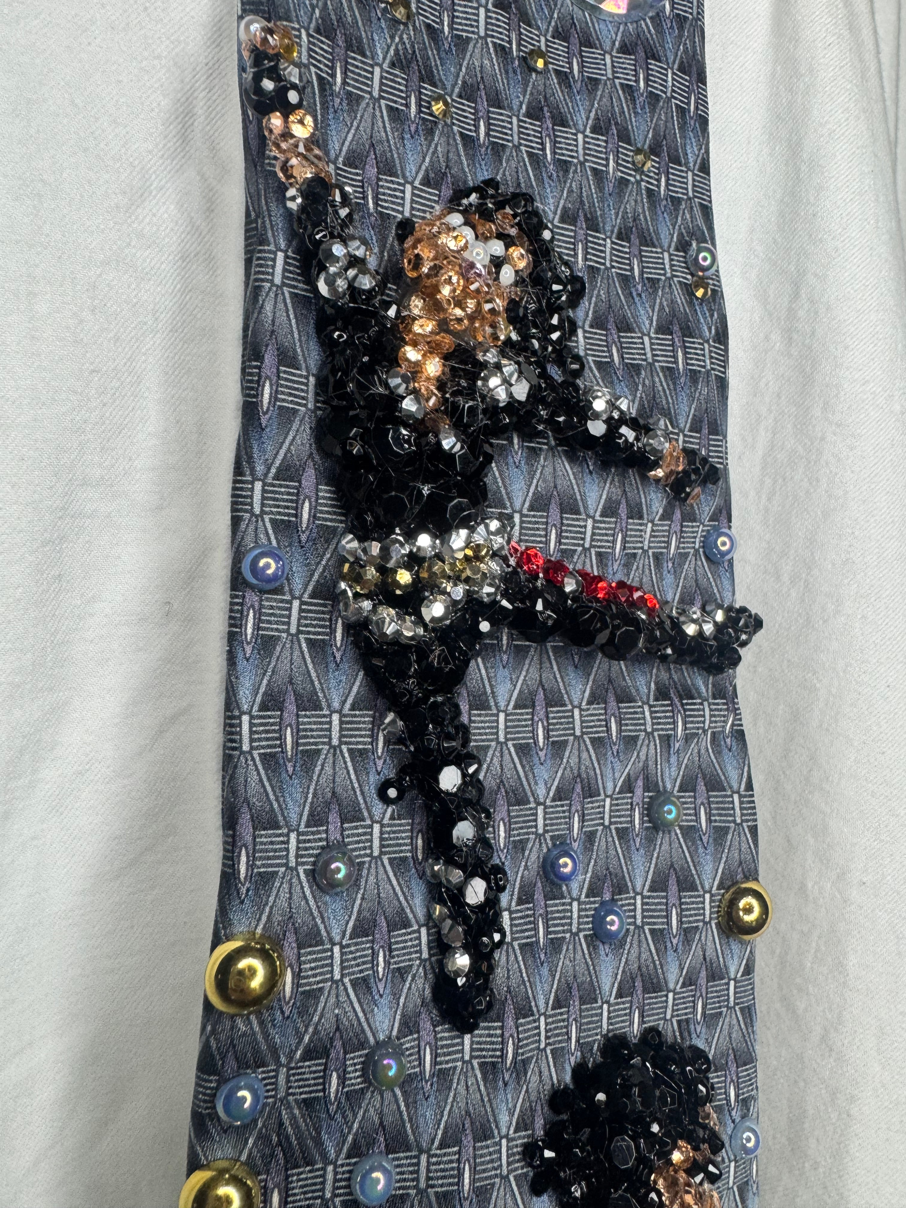 Cyan Blue Michael Jackson Star Jump Double Dance Scene From Bad Short Film Tie