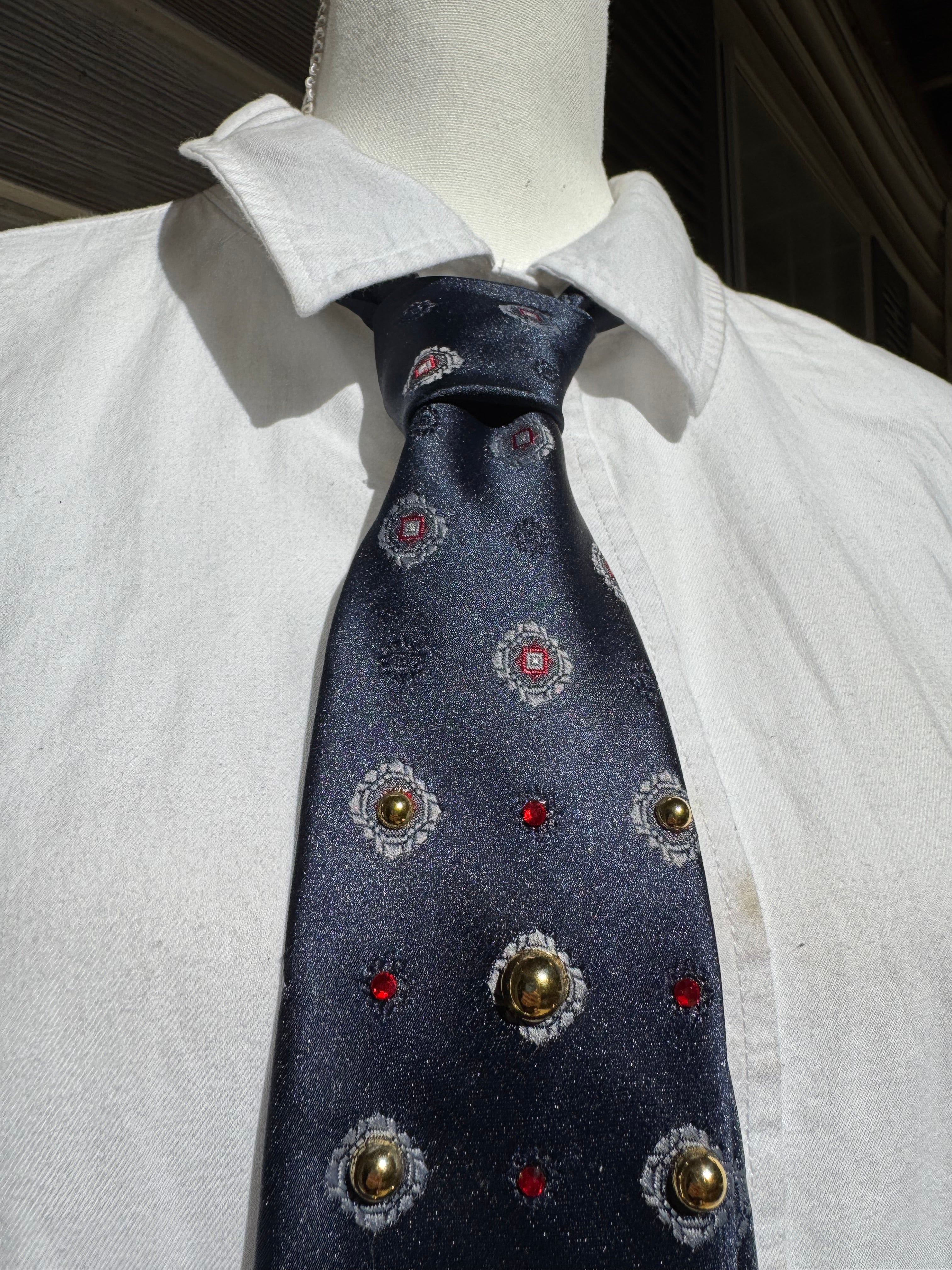 Navy Blue Ichigo Kuroaski On Bridge with Sword Bleach Tie