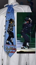 Sky Blue Michael Jackson Throwing Fedora Hat On for Billie Jean Motown 25 Performance 1984 Tie