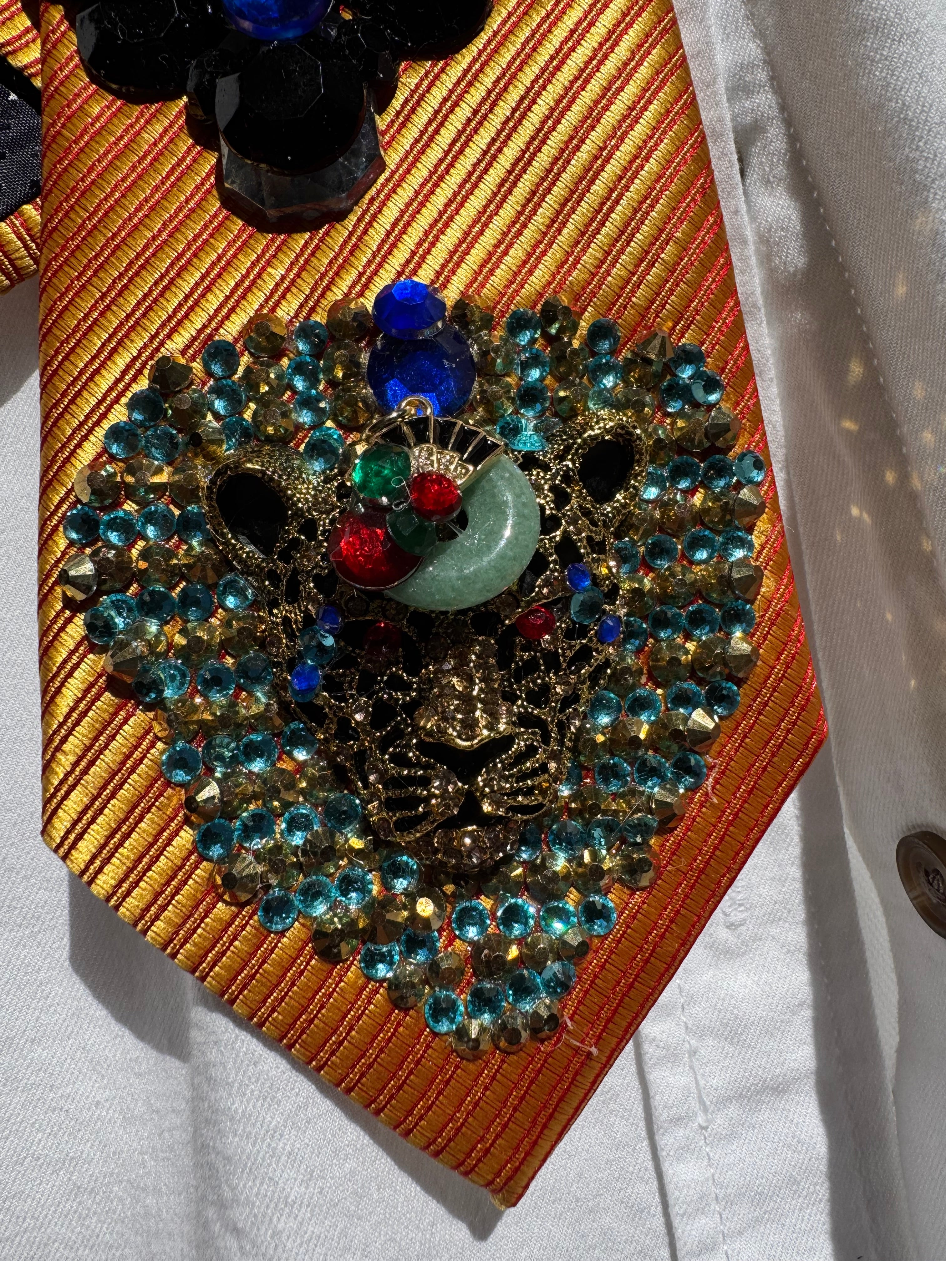 Orange Jaguar Pharaoh Taj Mahal Kingdom Egyptian Royalty Tie