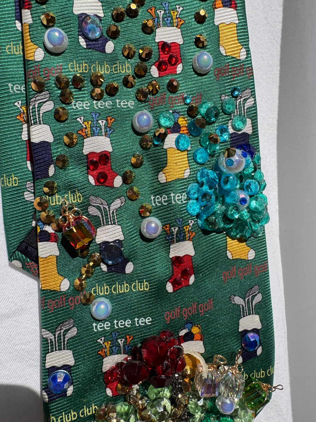 Green Golf Balls and Sock Stockings Christmas Golf Tie