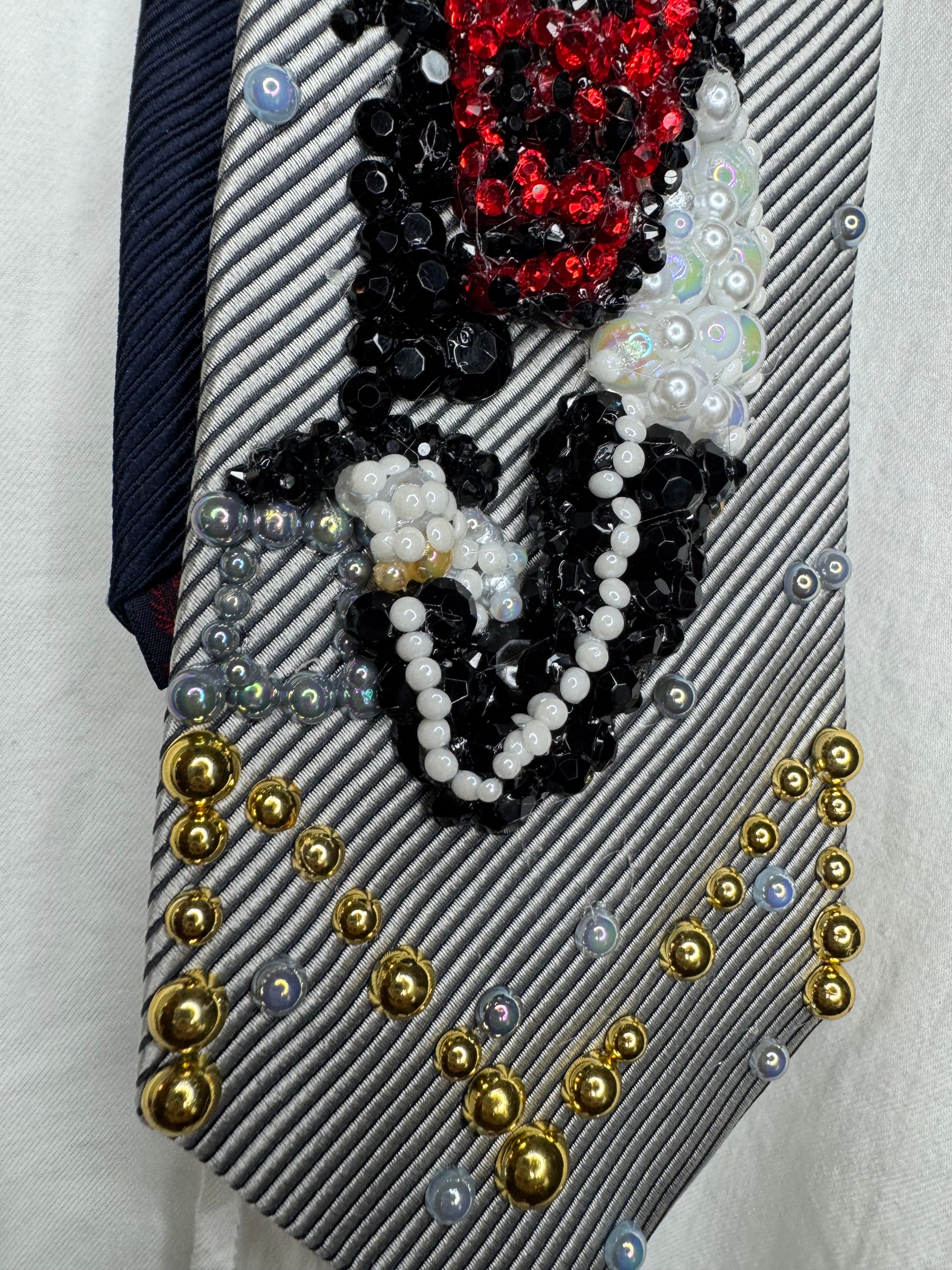 Grey Michael Jackson Hanging Off Moving Platform To Beat It For Bad Tour Wembly Concert 1988 Tie