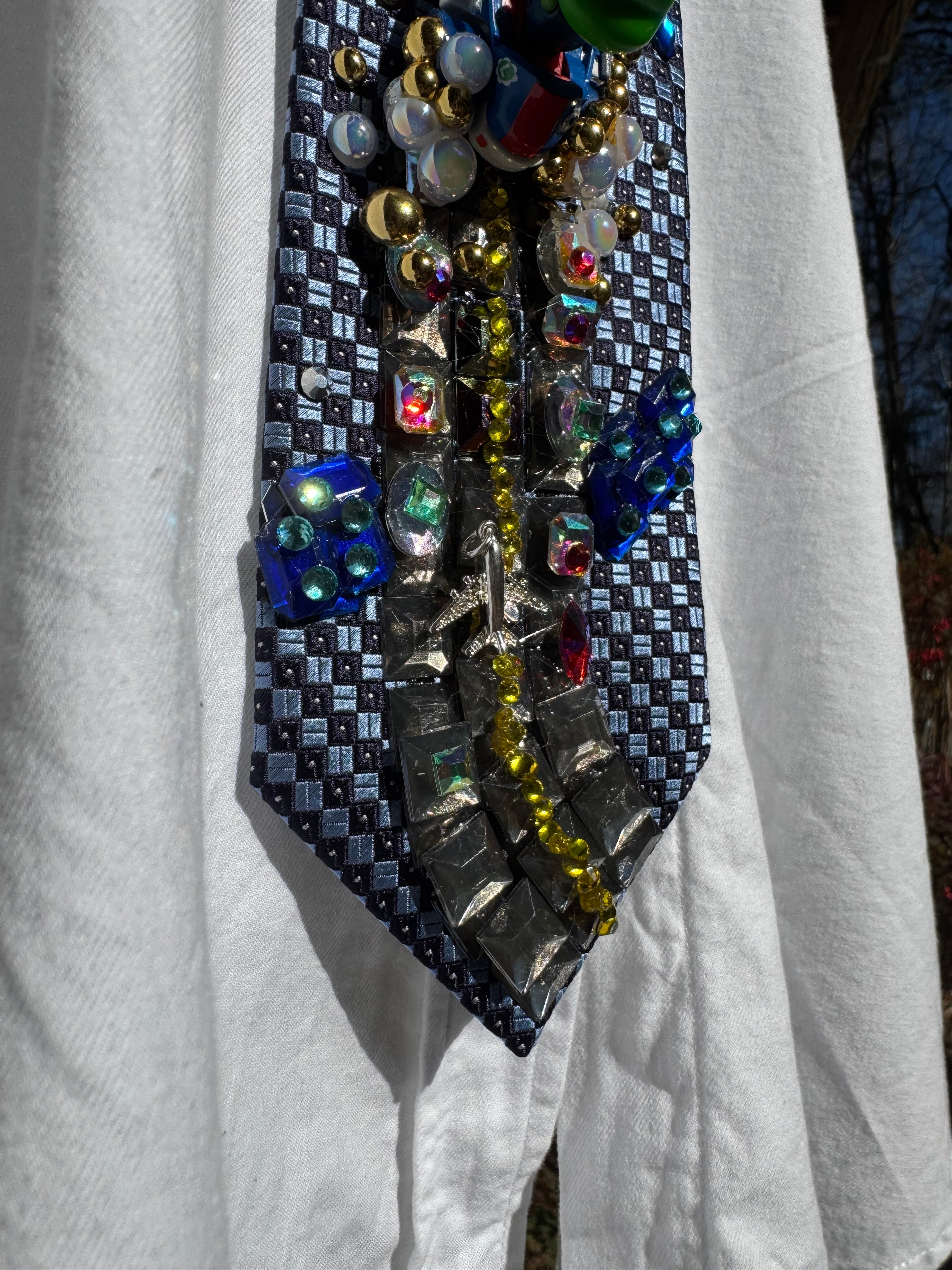 Light Blue Baby Luigi About to Fly On Sunshine Airport 200cc Mario Kart Tie