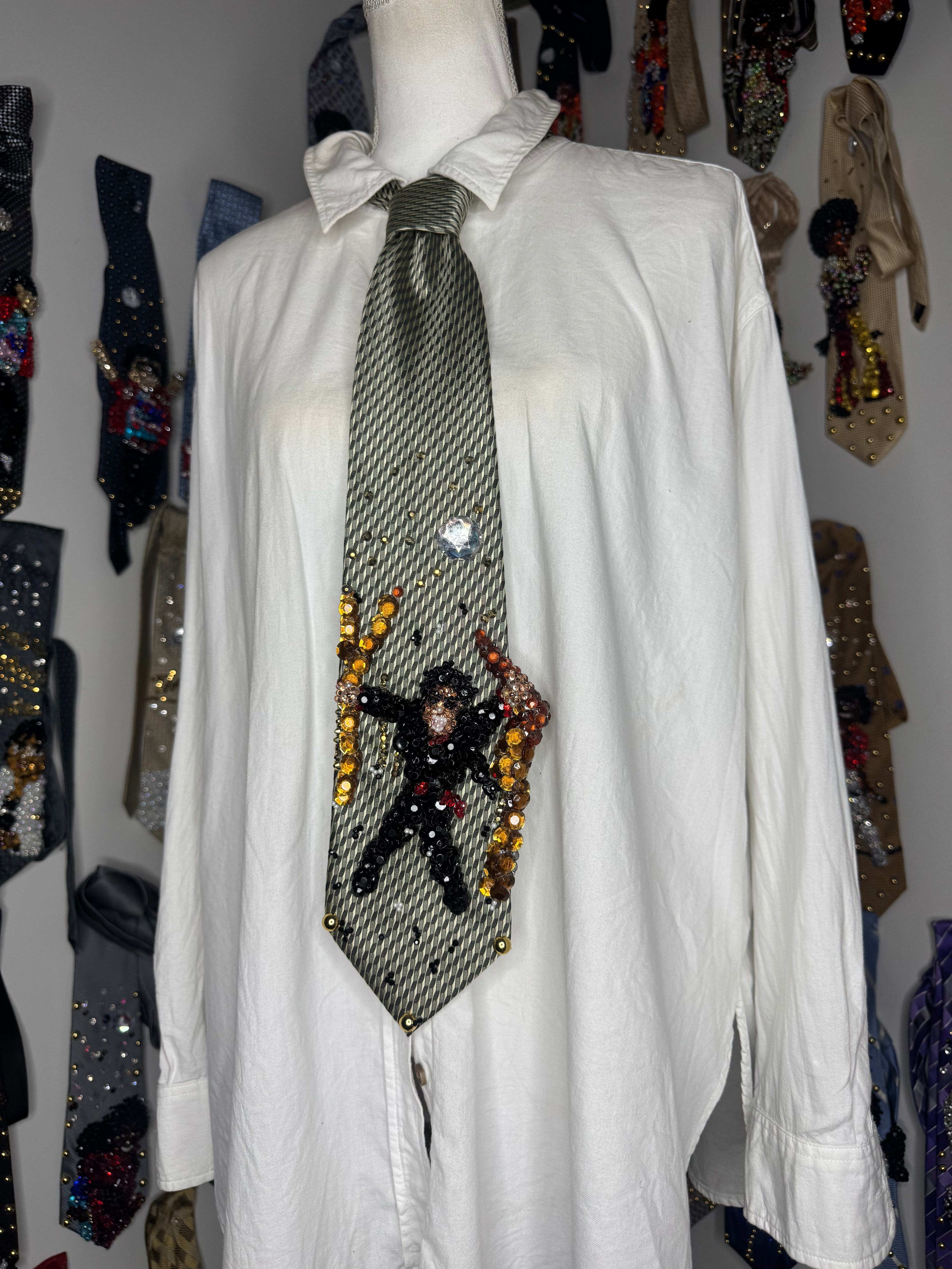 Light Green Michael Jackson Holding onto Trees Singing In Earth Song Music Video Tie