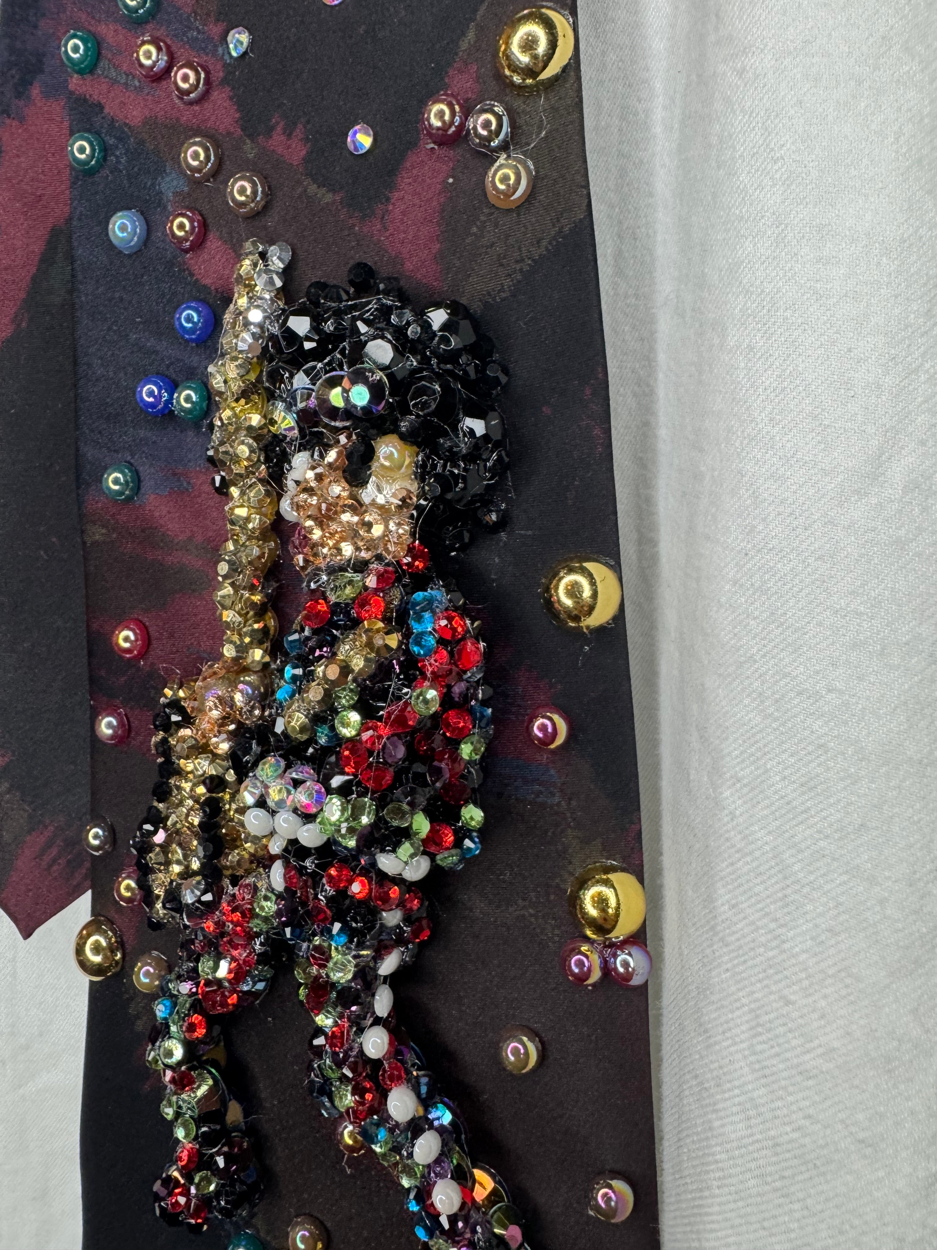 Marbled Prince Rocking Out In Colorful Black Royalty Outfit Tie