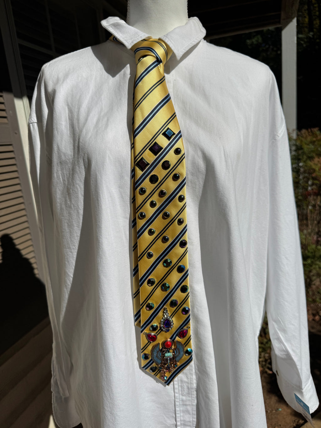 Yellow Striped Aztec Dark Iridescent Royalty Tie