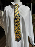 Yellow Striped Aztec Dark Iridescent Royalty Tie