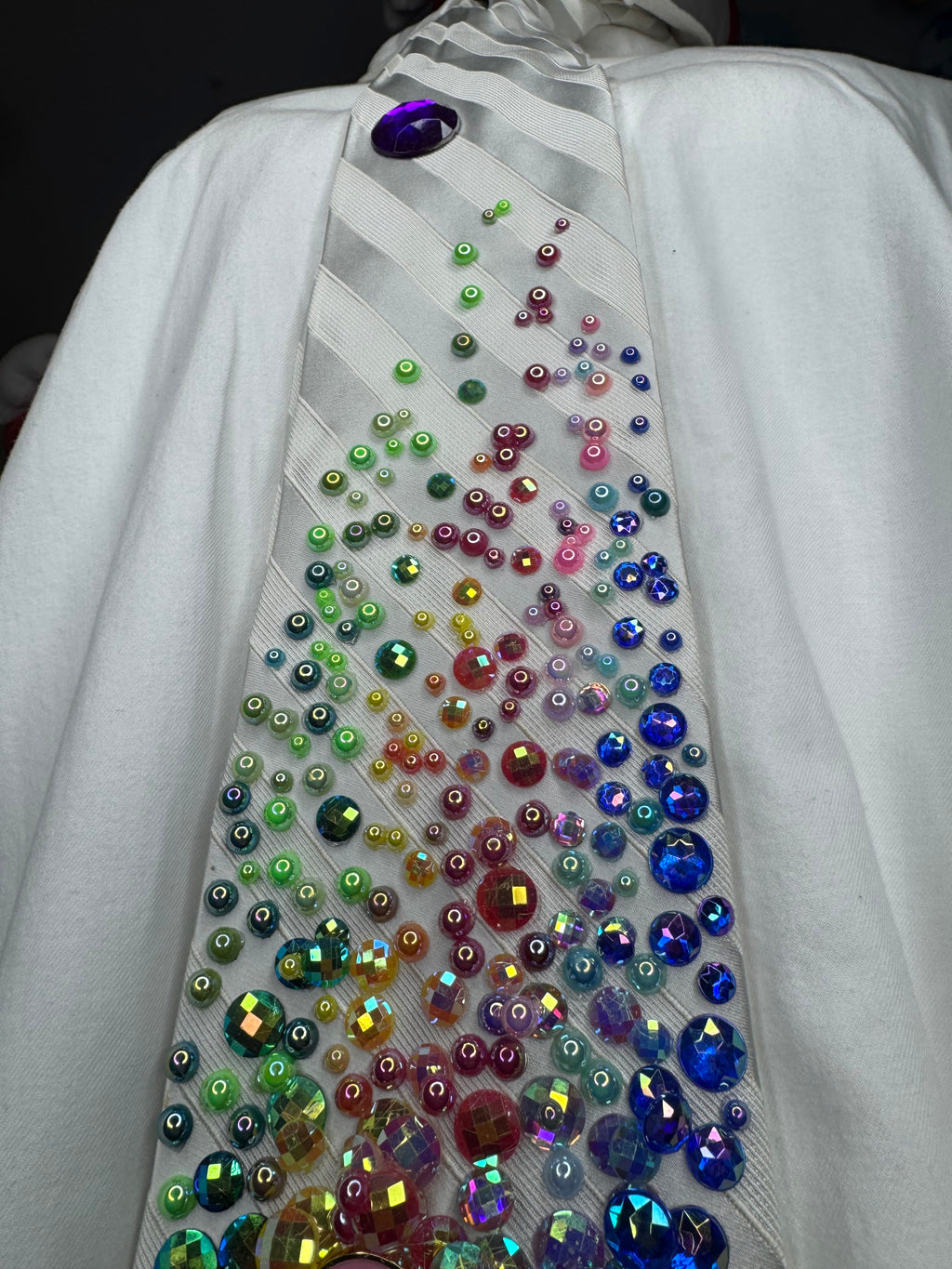 White Striped Kirby on Star Leaving Rainbow Stardust Anime Tie
