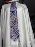 Purple Cat On Moon Jewel Space Royalty Tie