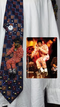 Navy Blue and Orange Michael Jackson in the Air in Peach Space Jumpsuit Singing Workin Day n Night on Victory Tour 1984 Tie