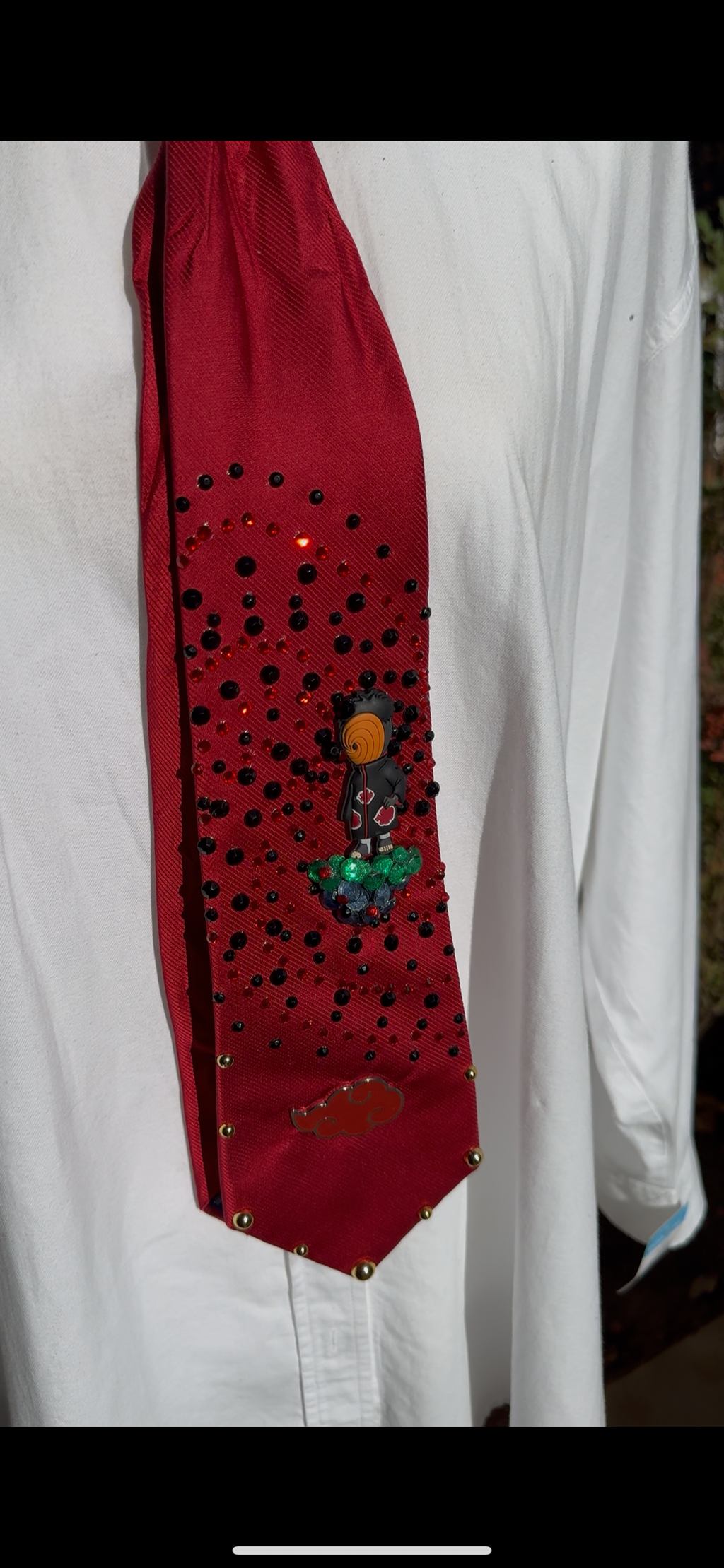 Red Obito Uchiha With Orange Mask Spiral Aura Naruto Shippuden Tie