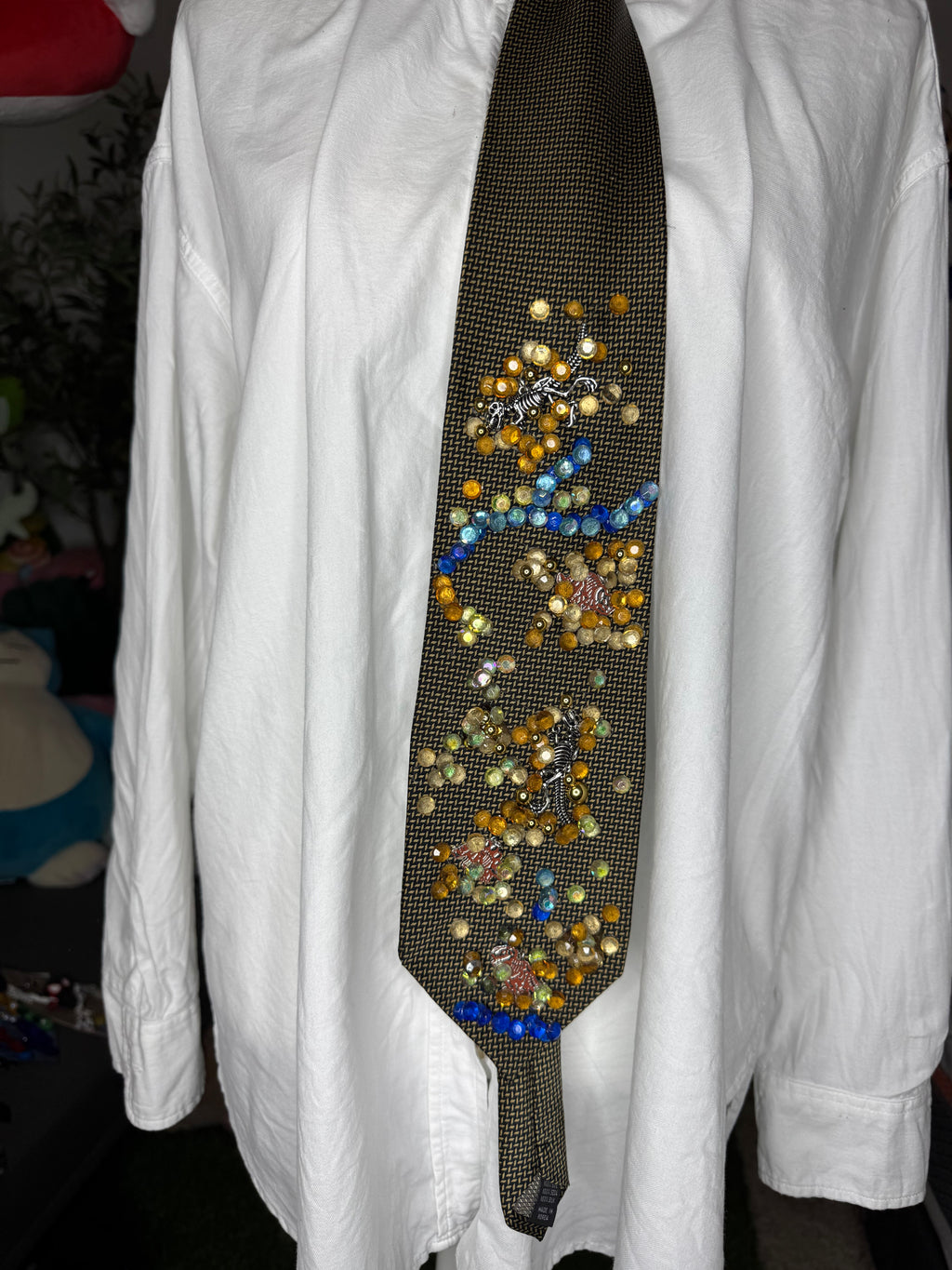 Gold Ancient Dinosaur Fossils Exploration Tie