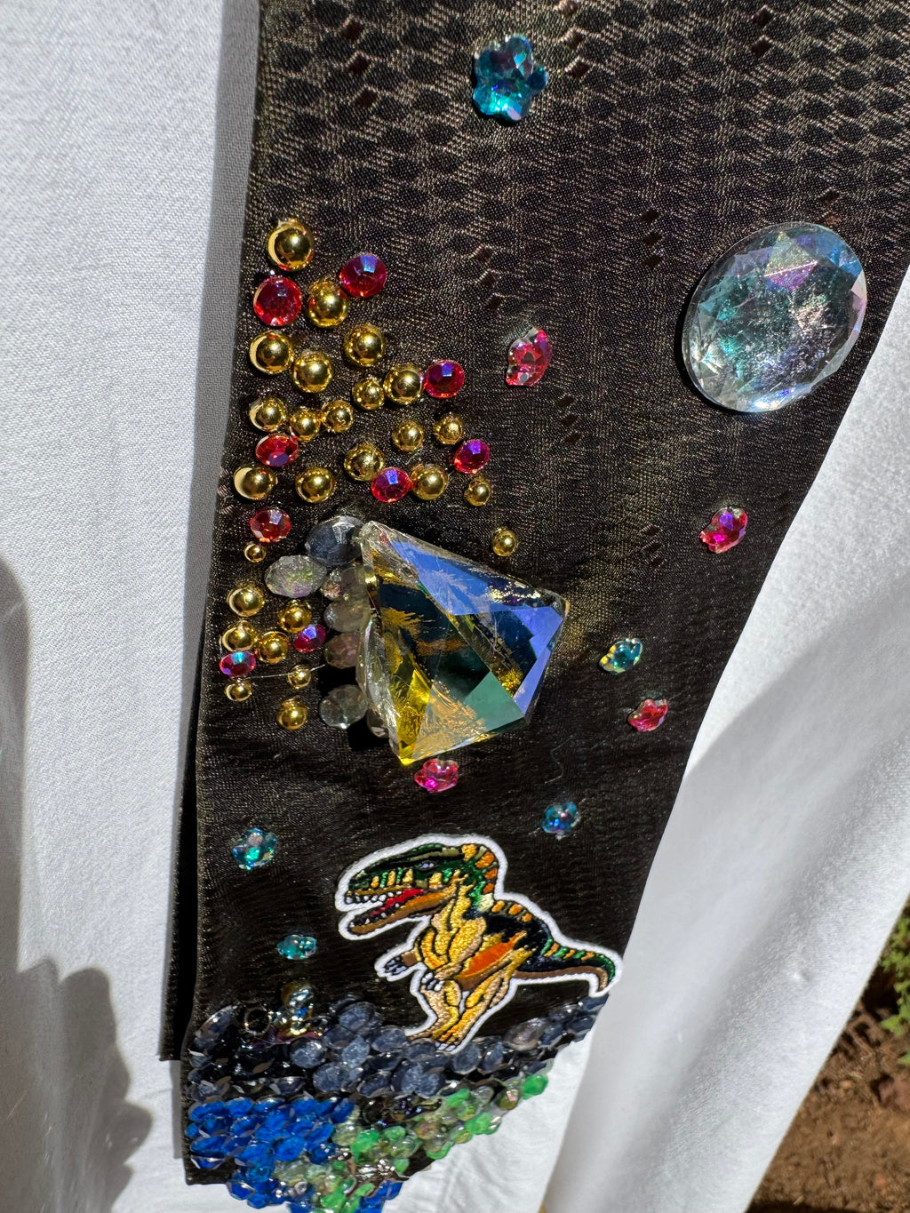 Dark Green Huge Asteroid Crashing Jurassic World Dinosaurs Tie