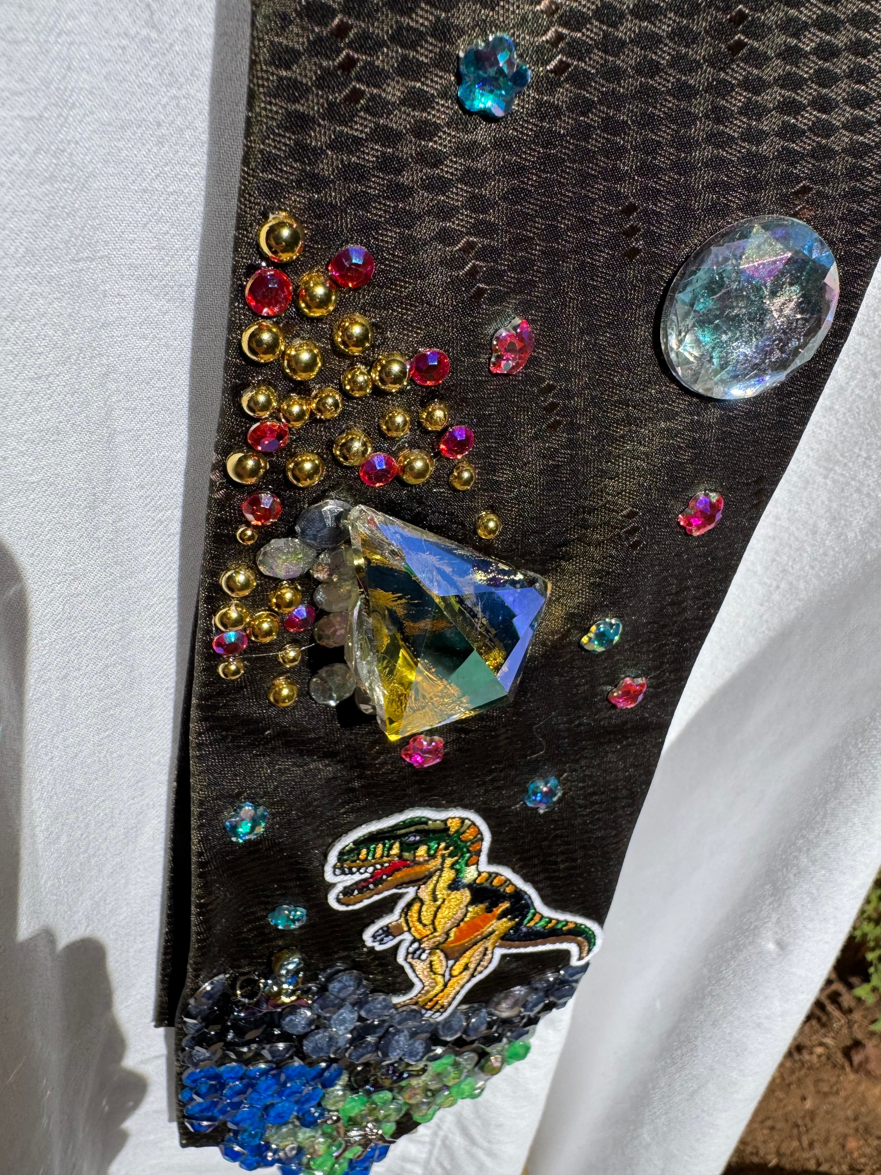 Dark Green Huge Asteroid Crashing Jurassic World Dinosaurs Tie
