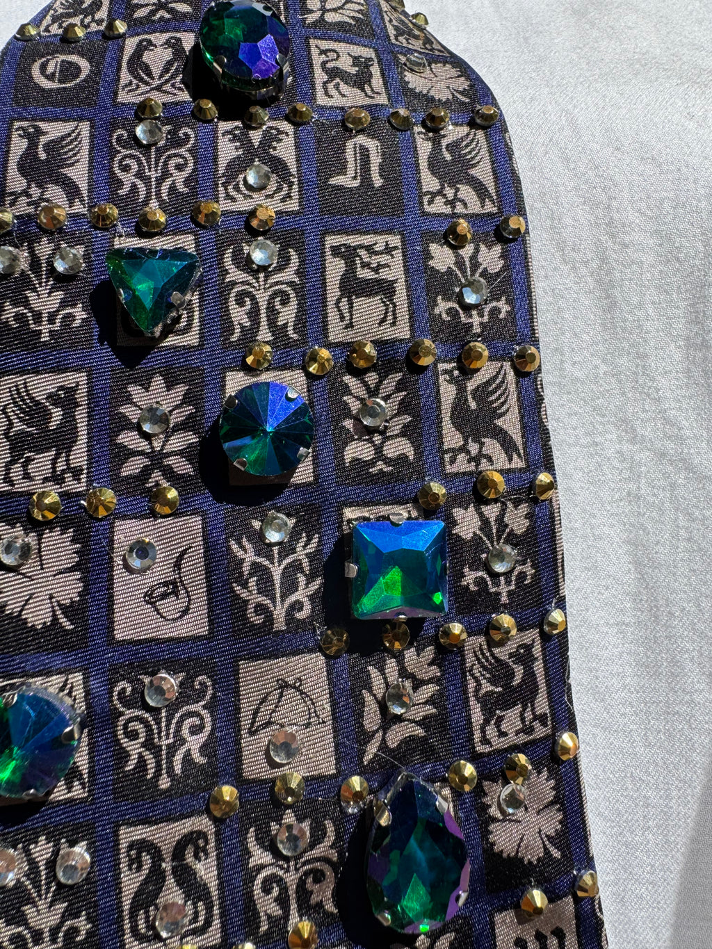 Grey and Navy Blue Renaissance Medieval Shields High Class Royalty Tie