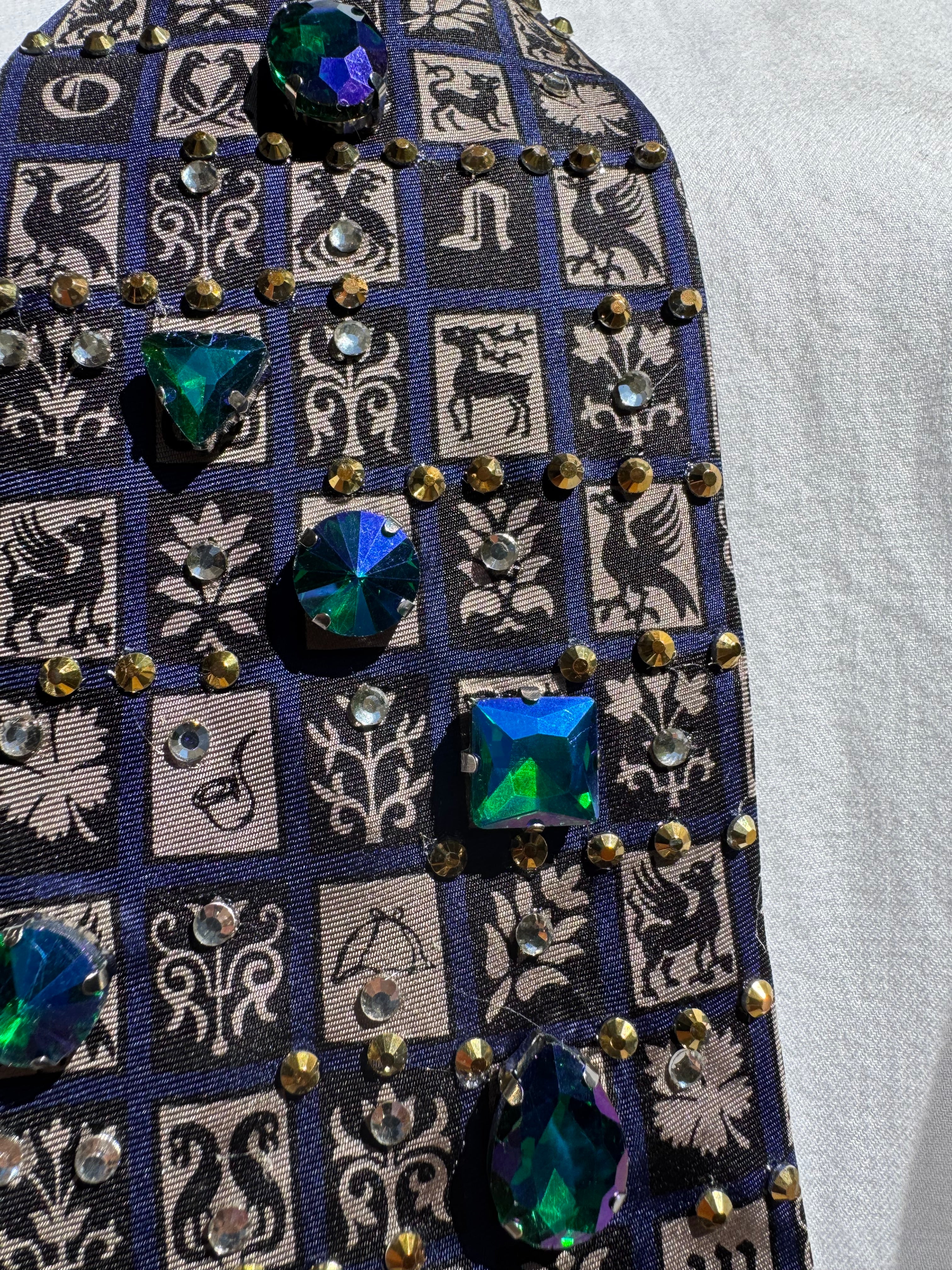 Grey and Navy Blue Renaissance Medieval Shields High Class Royalty Tie