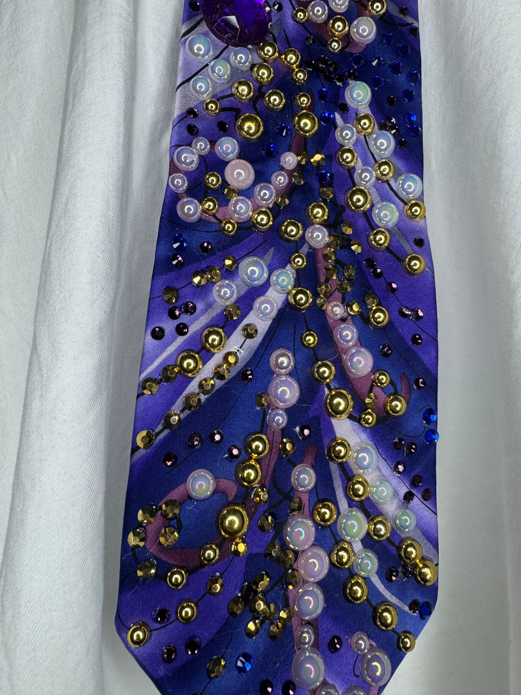 Purple and Pink Luxurious Pearl Branch Royalty Tie