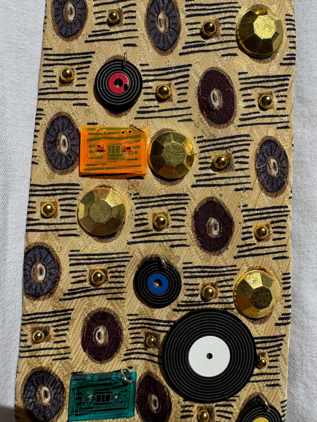 Gold Cassette Tapes and Vinyl Records Royalty Music Tie