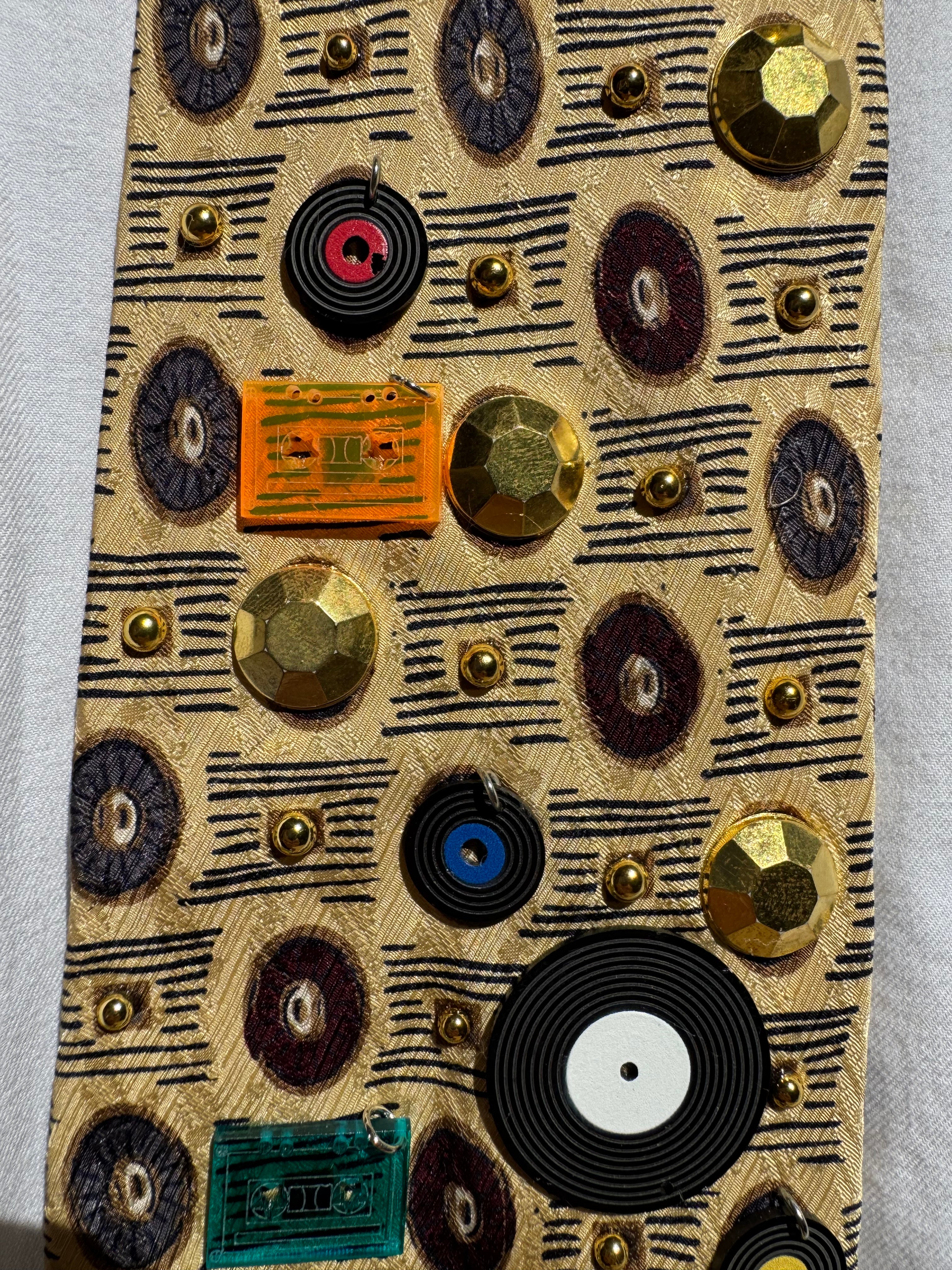 Gold Cassette Tapes and Vinyl Records Royalty Music Tie