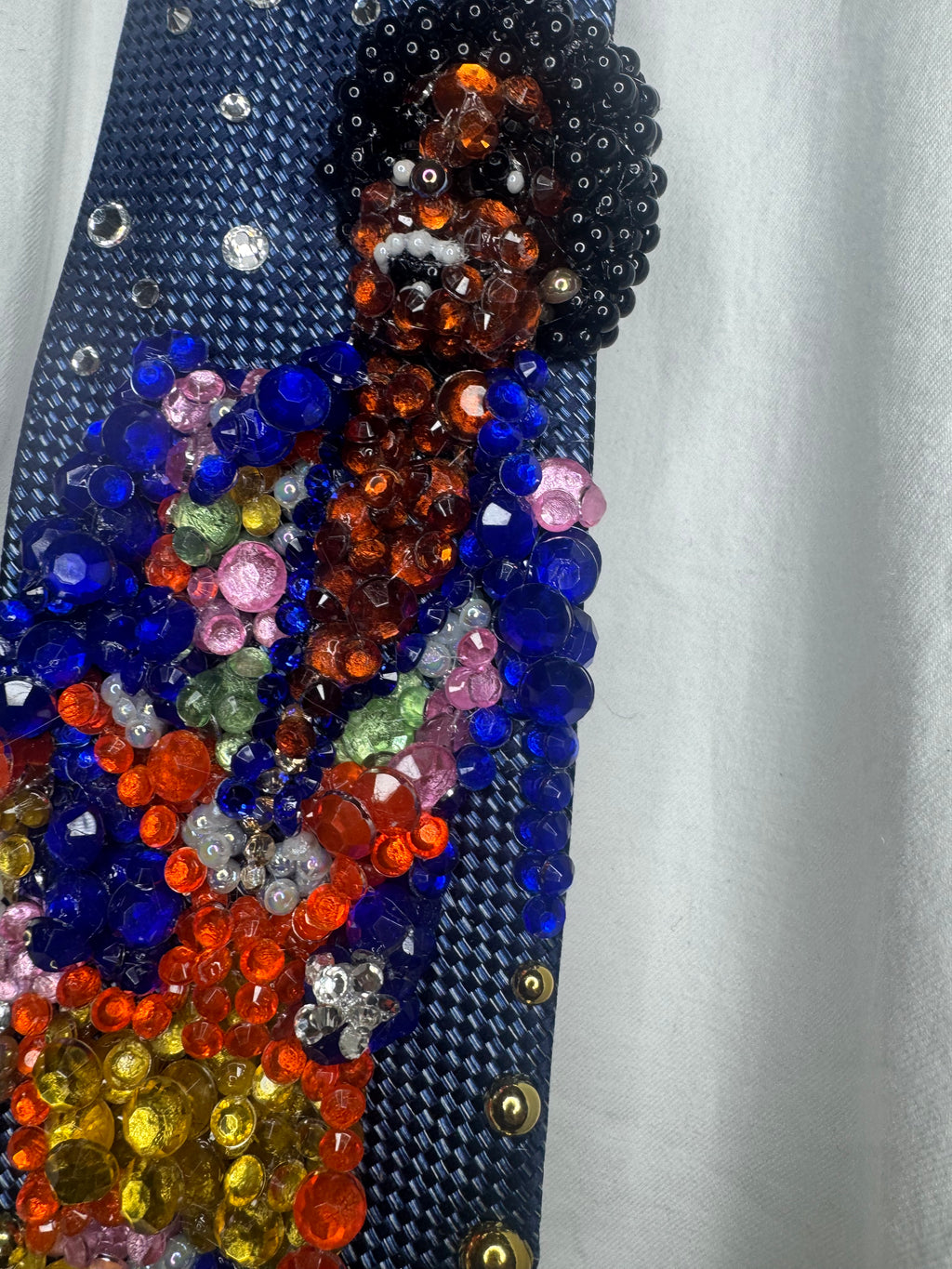 Navy Blue Young Michael Jackson Diamond Print Outfit at Astrodome Jackson 5 1974 Tie