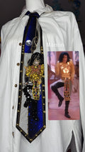 Navy Blue Egyptian Print Michael Jackson Hitting Hand Knee Tut Move for Remember the Time Tie