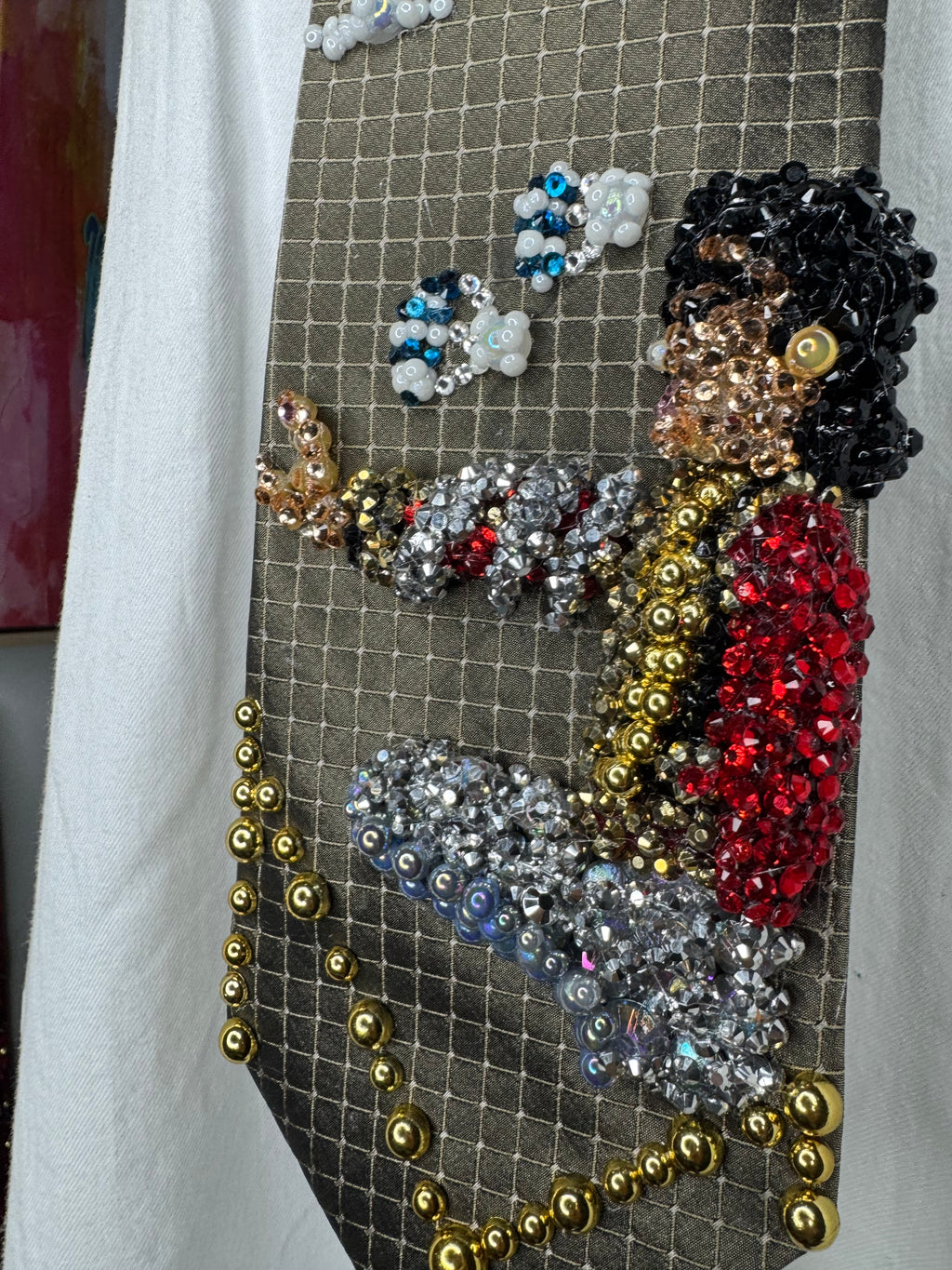 Olive Green Michael Jackson in Royalty Outfit Posing as Amusement Park For Leave Me Alone Music Video Tie