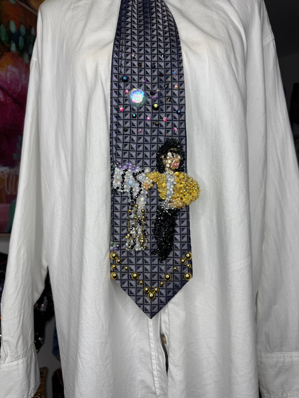 Purple Michael Jackson Yellow Polo Librarian Girl Single Cover Tie