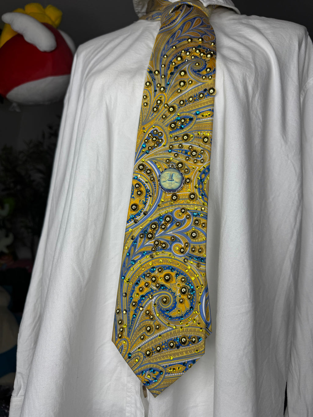 Yellow and Blue Paisley Neon Sun Royalty Tie