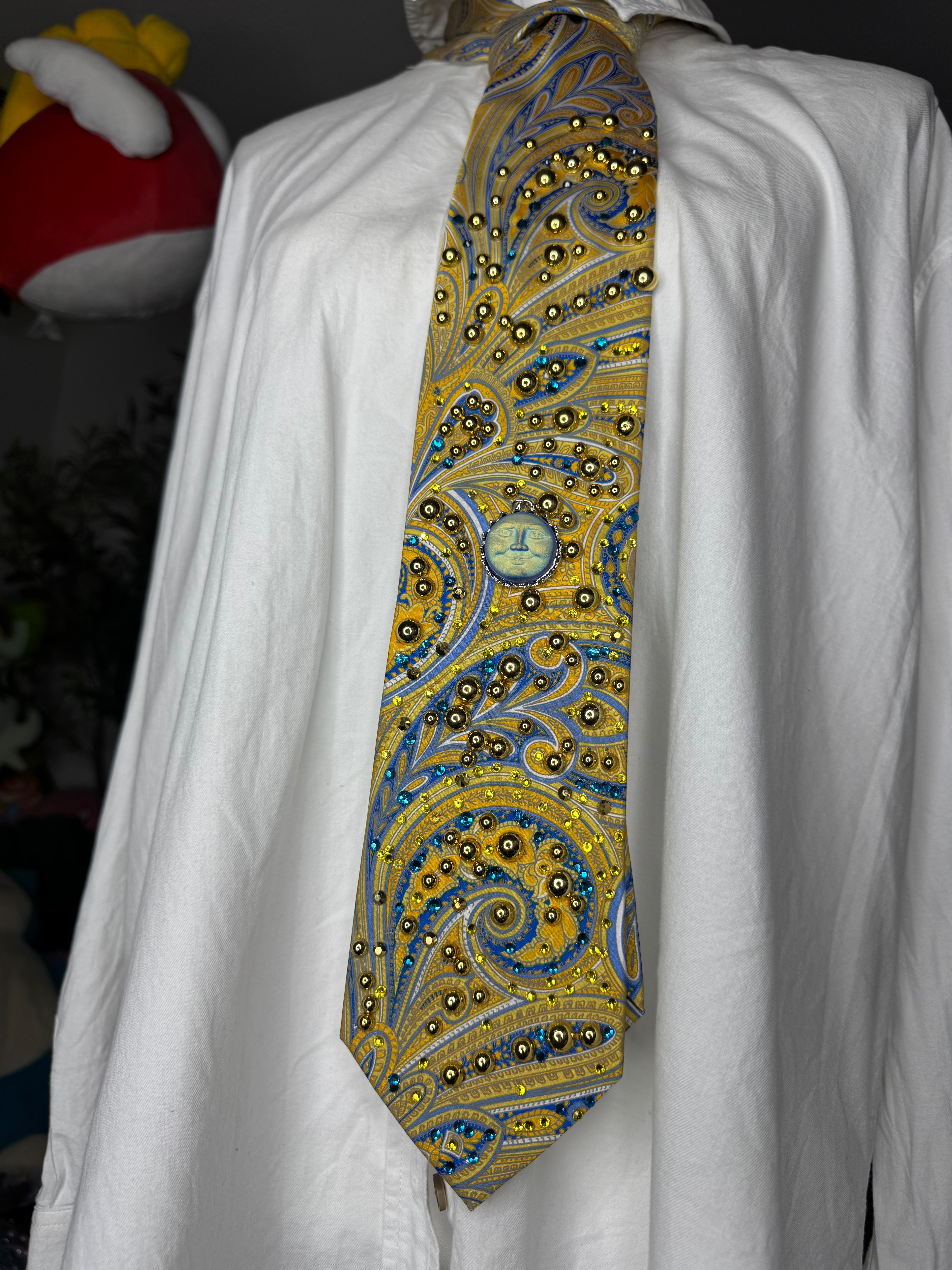 Yellow and Blue Paisley Neon Sun Royalty Tie