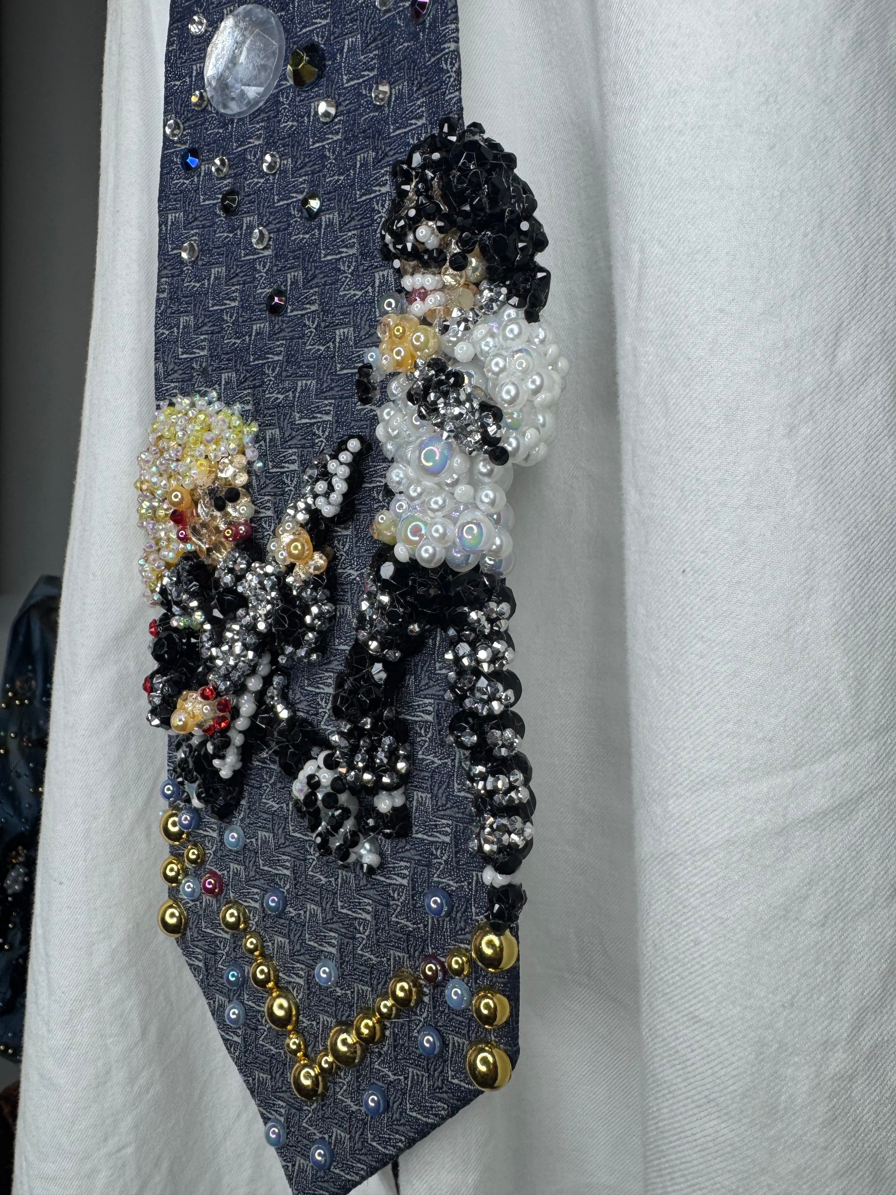 Light Navy Blue Michael Jackson & Jennifer Batten Rocking Out to Dirty Diana Live Wembly Concert Bad Tour 1988 Tie