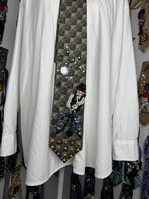 Army Green Michael Jackson Dancing with Ankle Chained Wrecking Ball Scene in Leave me Alone Music Video Tie