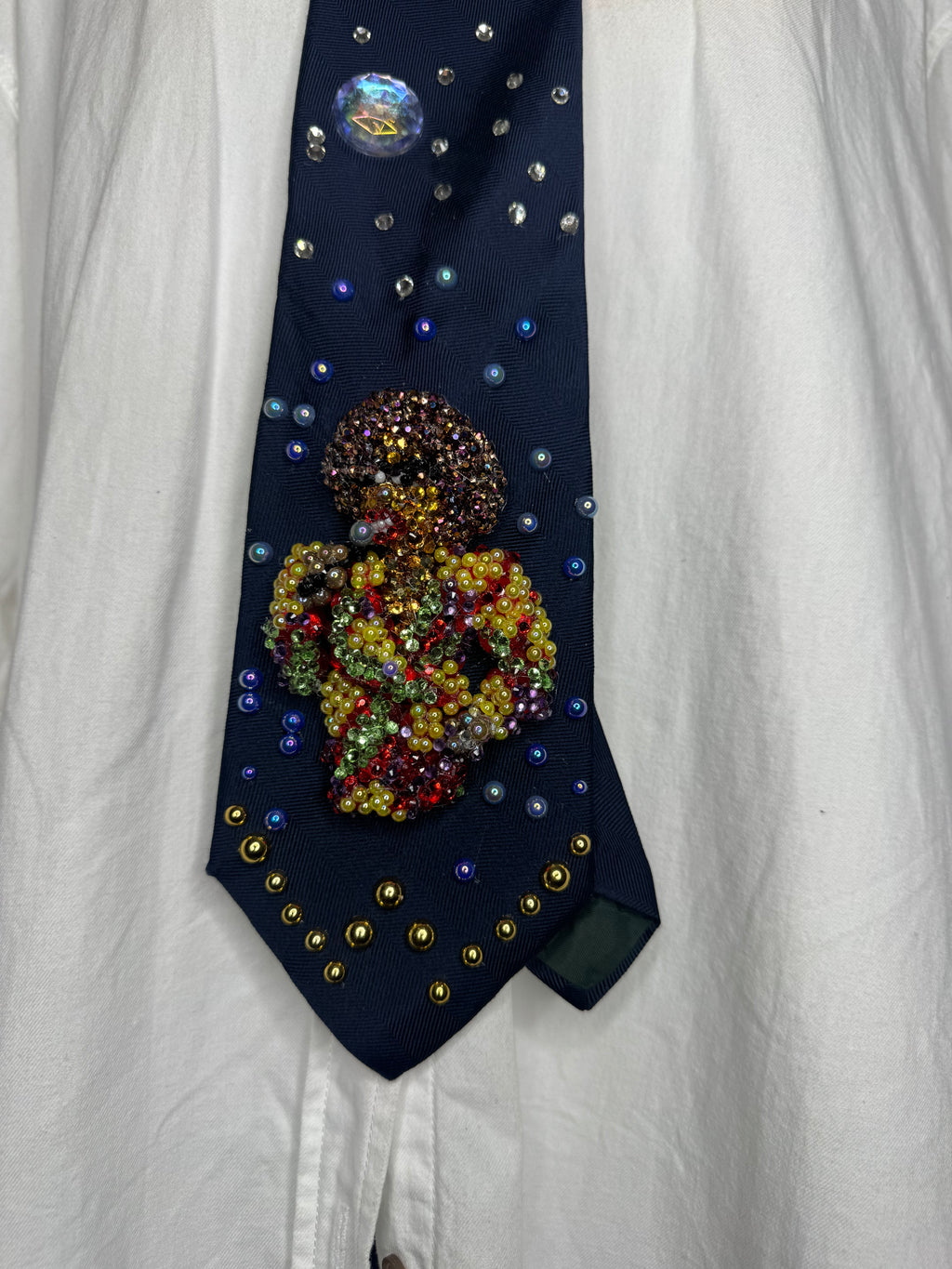 Navy Blue Whitney Houston in Royal Red Colorful Floral Blazer Dress Performing Live Tie