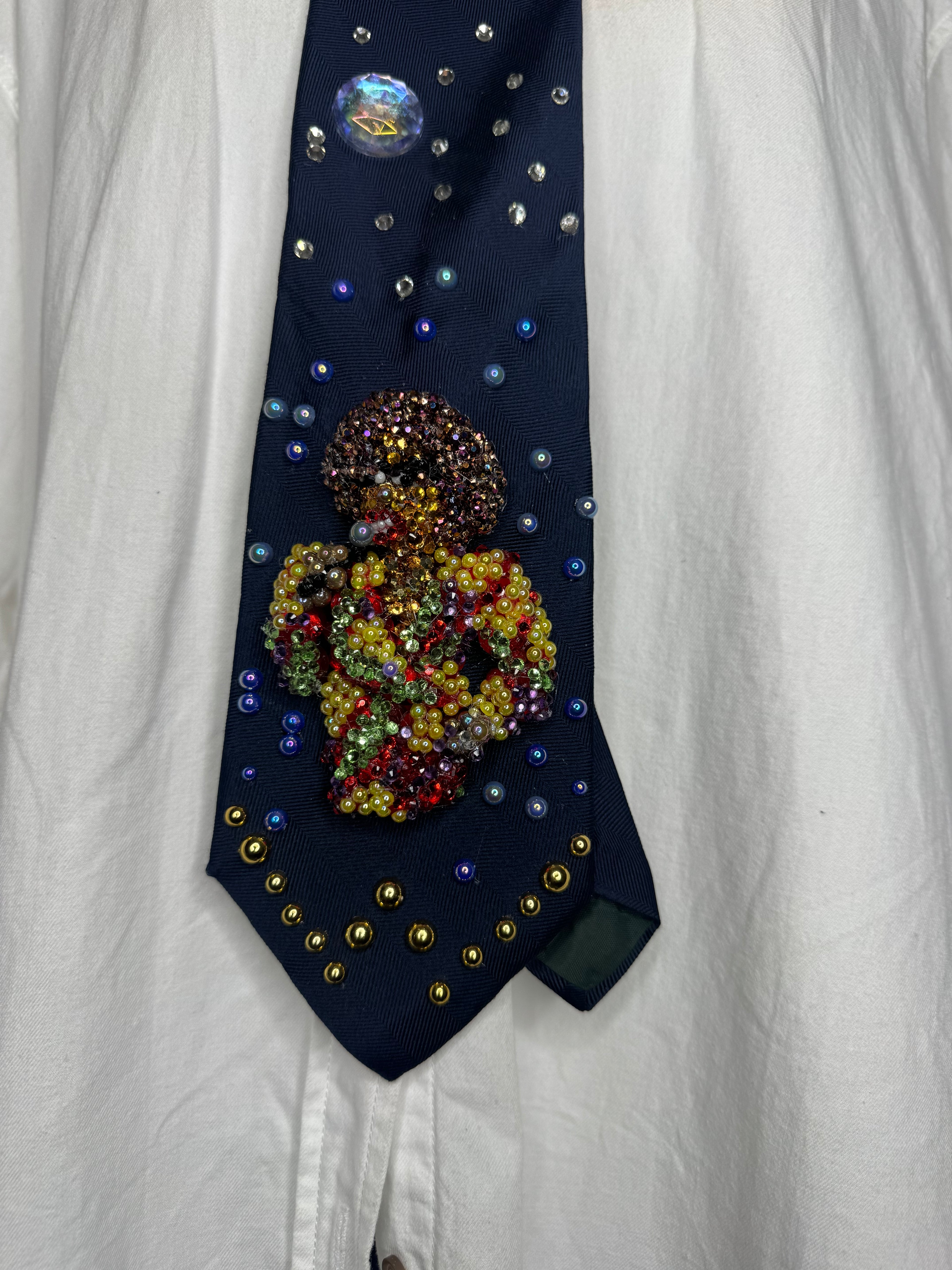 Navy Blue Whitney Houston in Royal Red Colorful Floral Blazer Dress Performing Live Tie