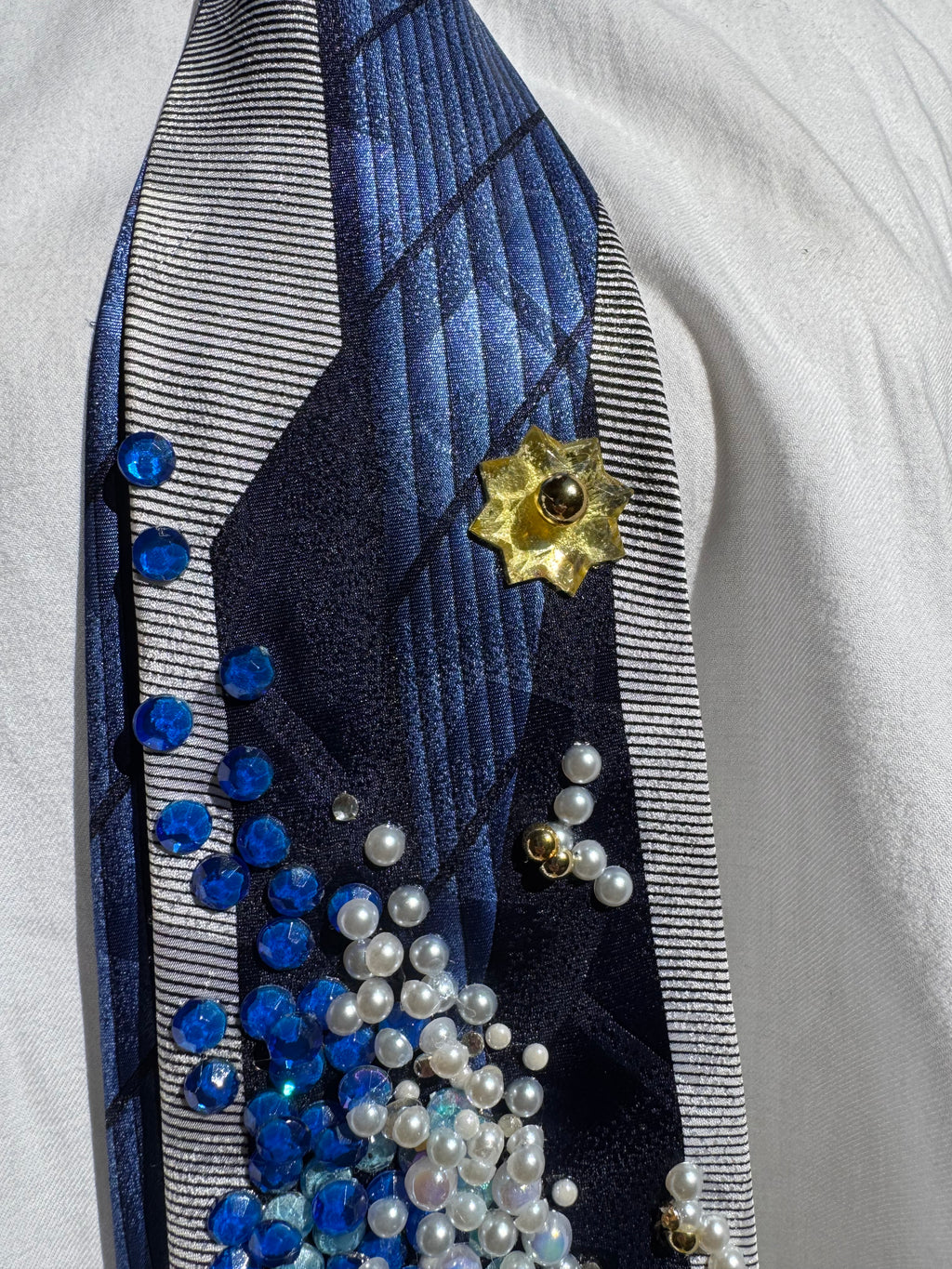 Navy Blue Surfers Surfing On Wave Nautical Royalty Tie